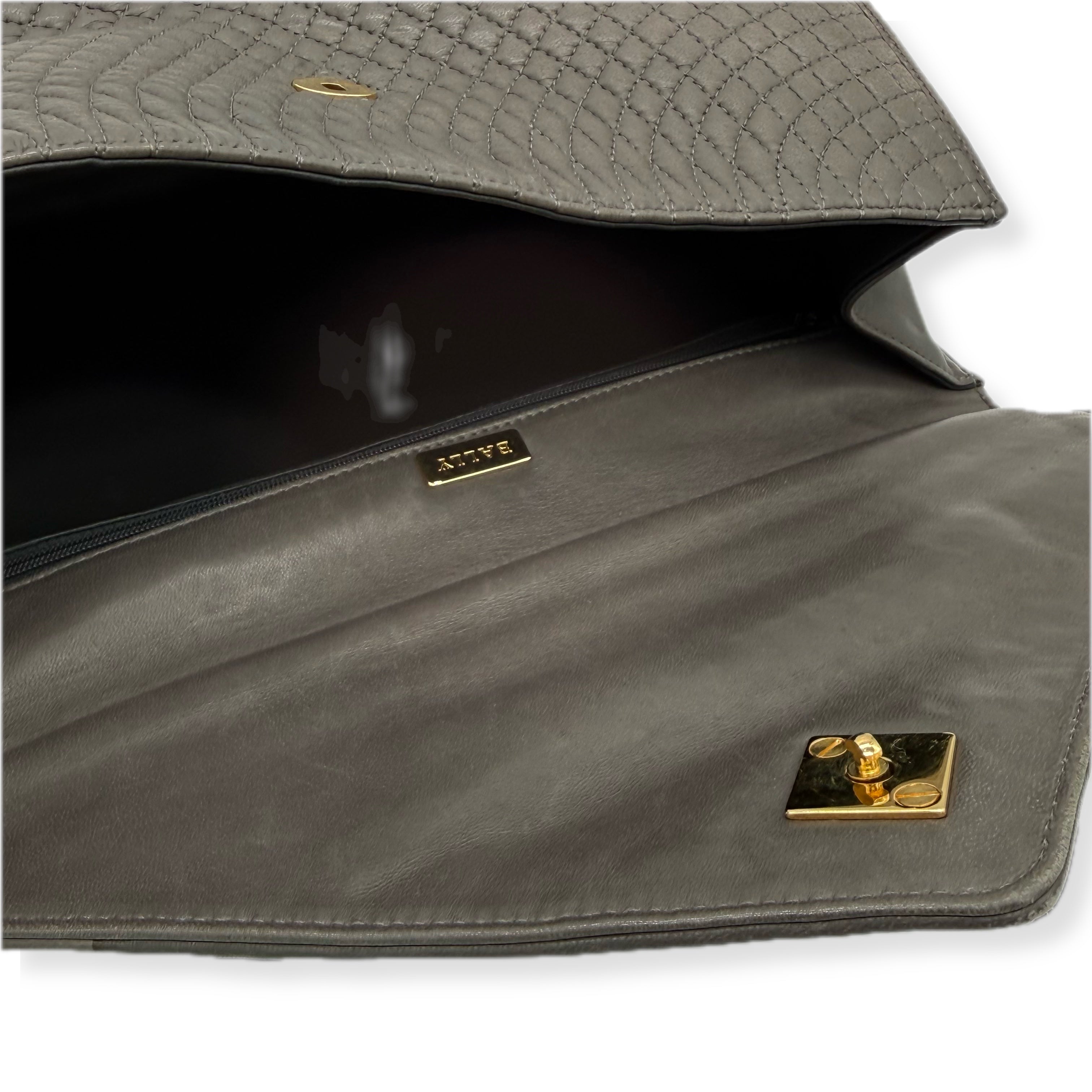 Bally | Grey Quilted Top Handle Bag | Leather | Gold Hardware