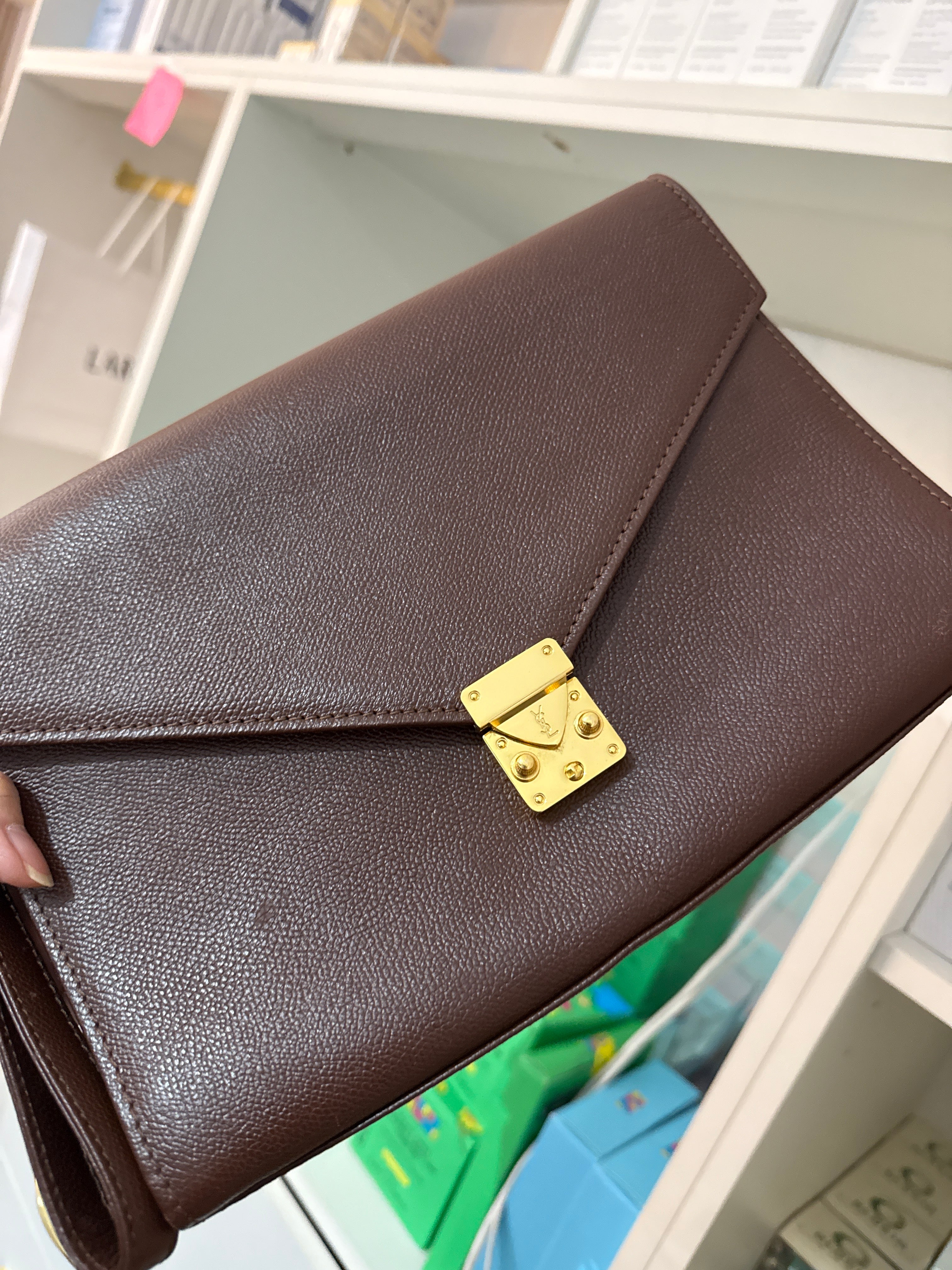 YSL brown clutch - erinas