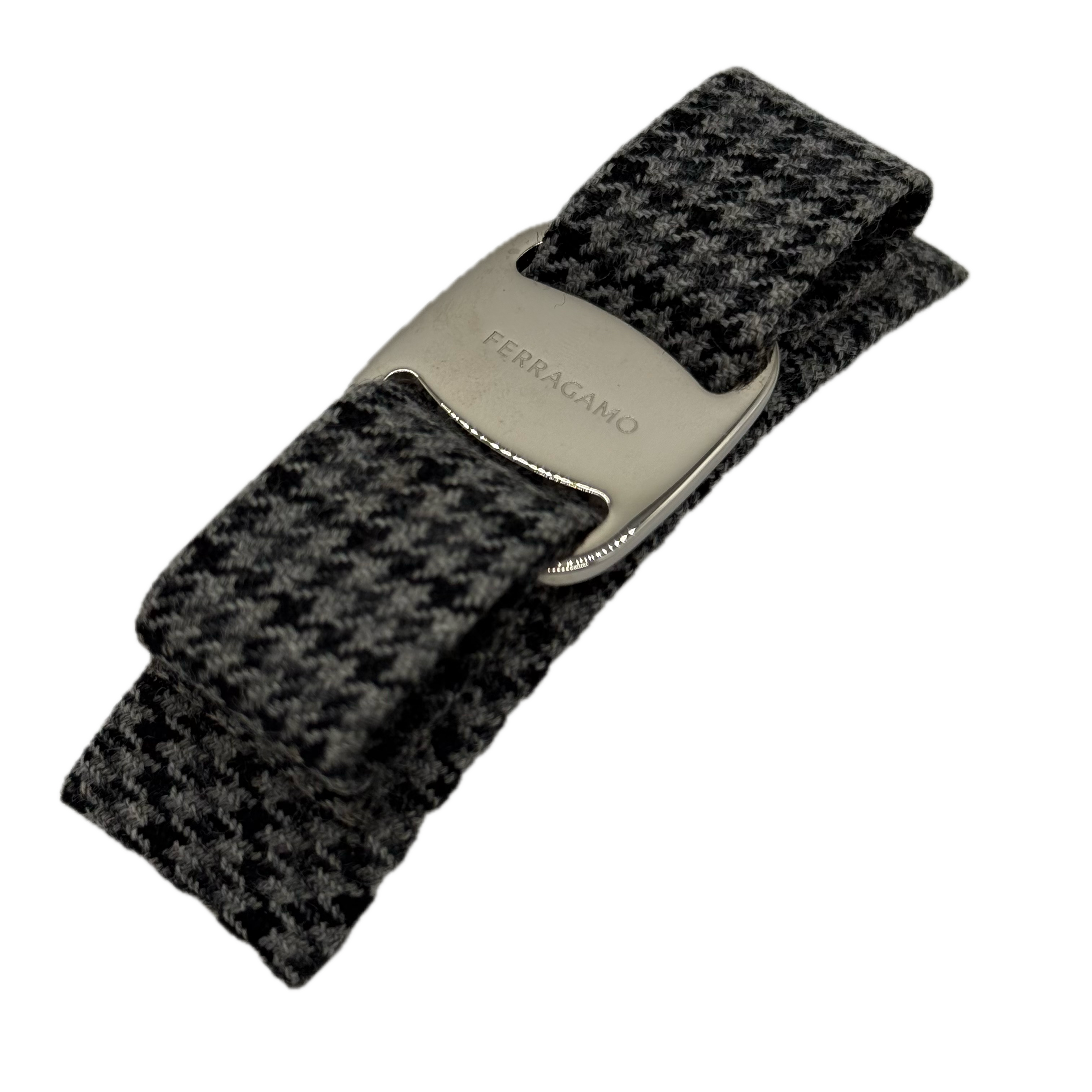 Salvatore Ferragamo | Houndstooth Bow Hair Clip | Silver Hardware