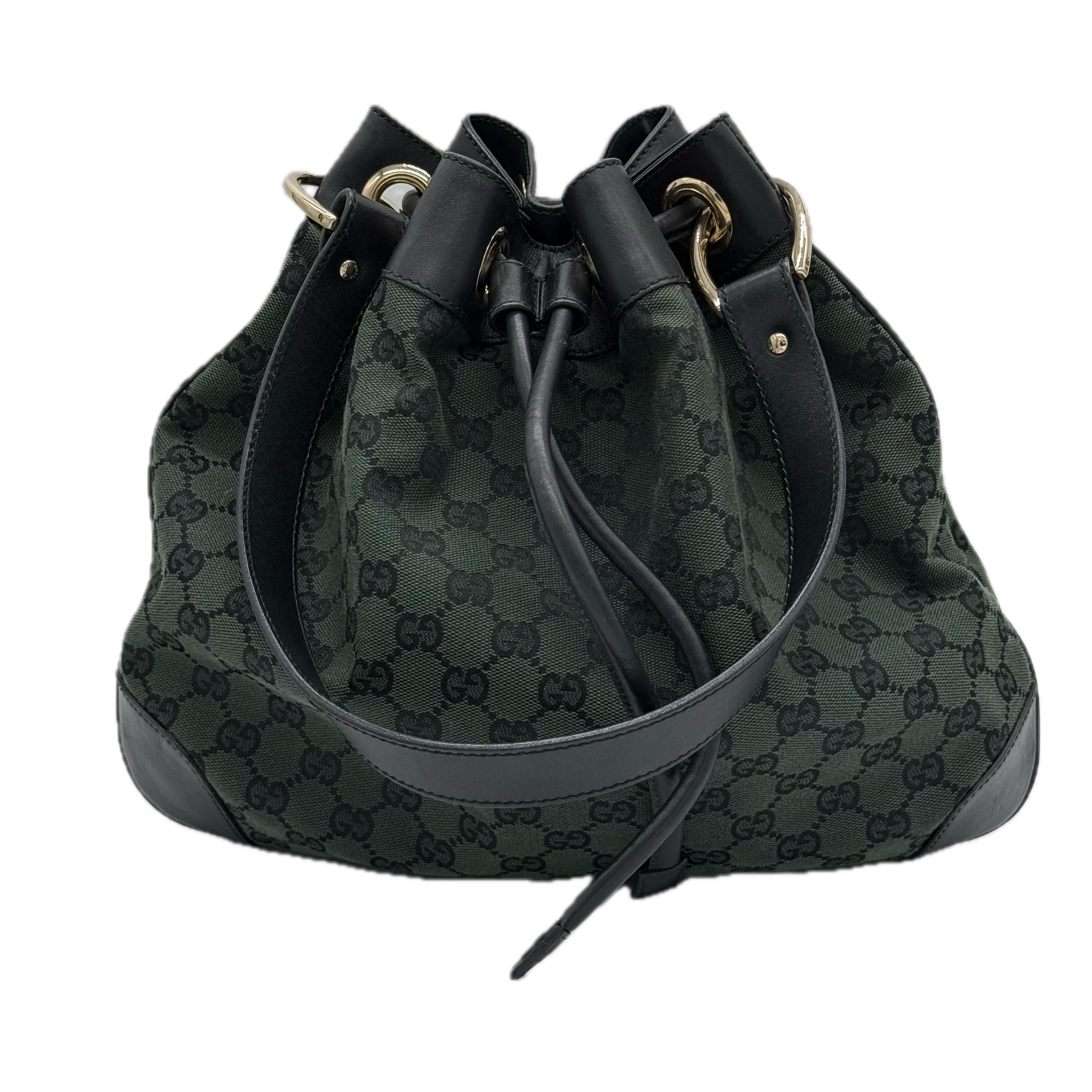 Gucci | Monogram Drawstring Shoulder Bag | Canvas | Gold Hardware