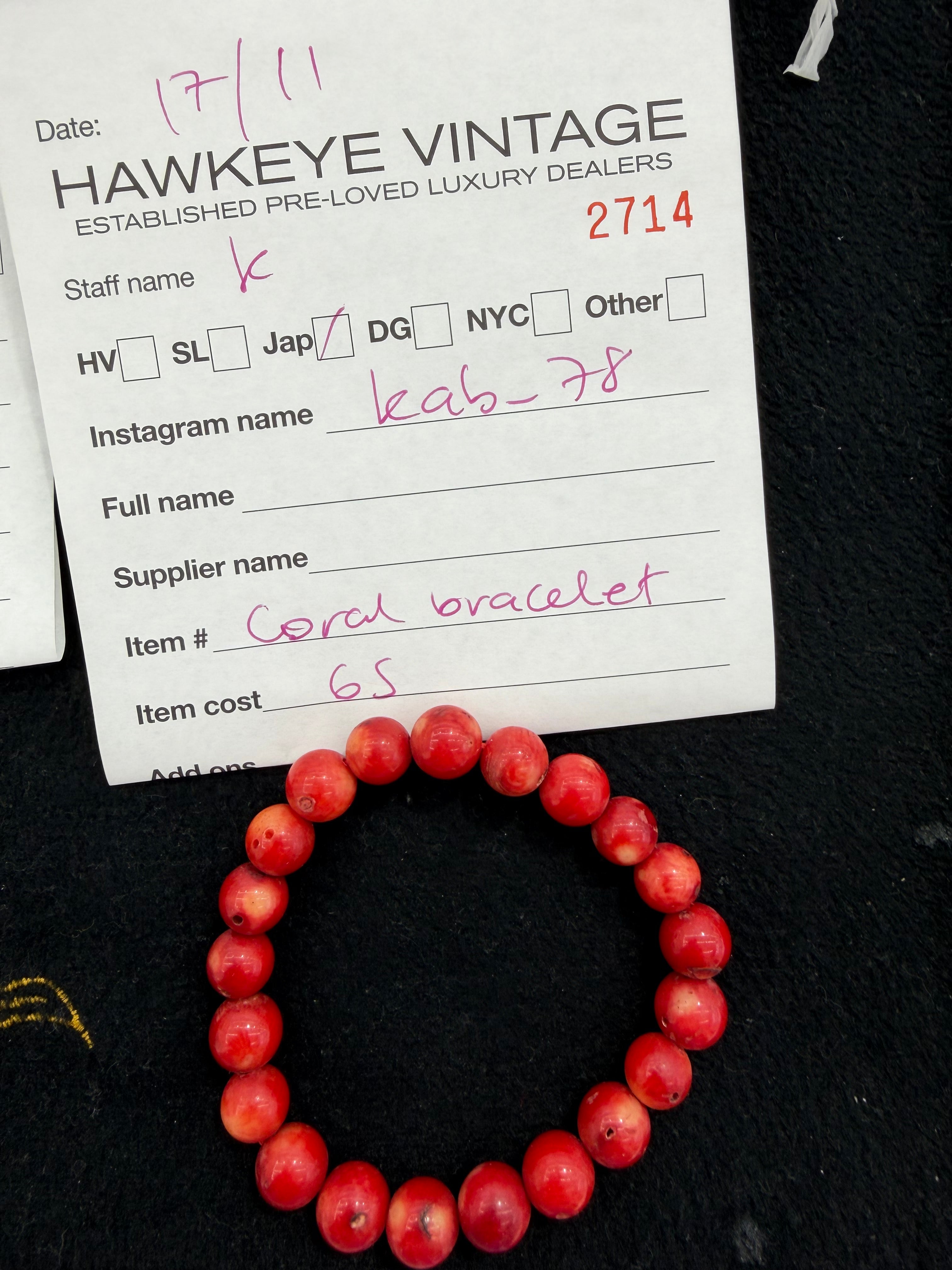 Kab_78 coral bracelet