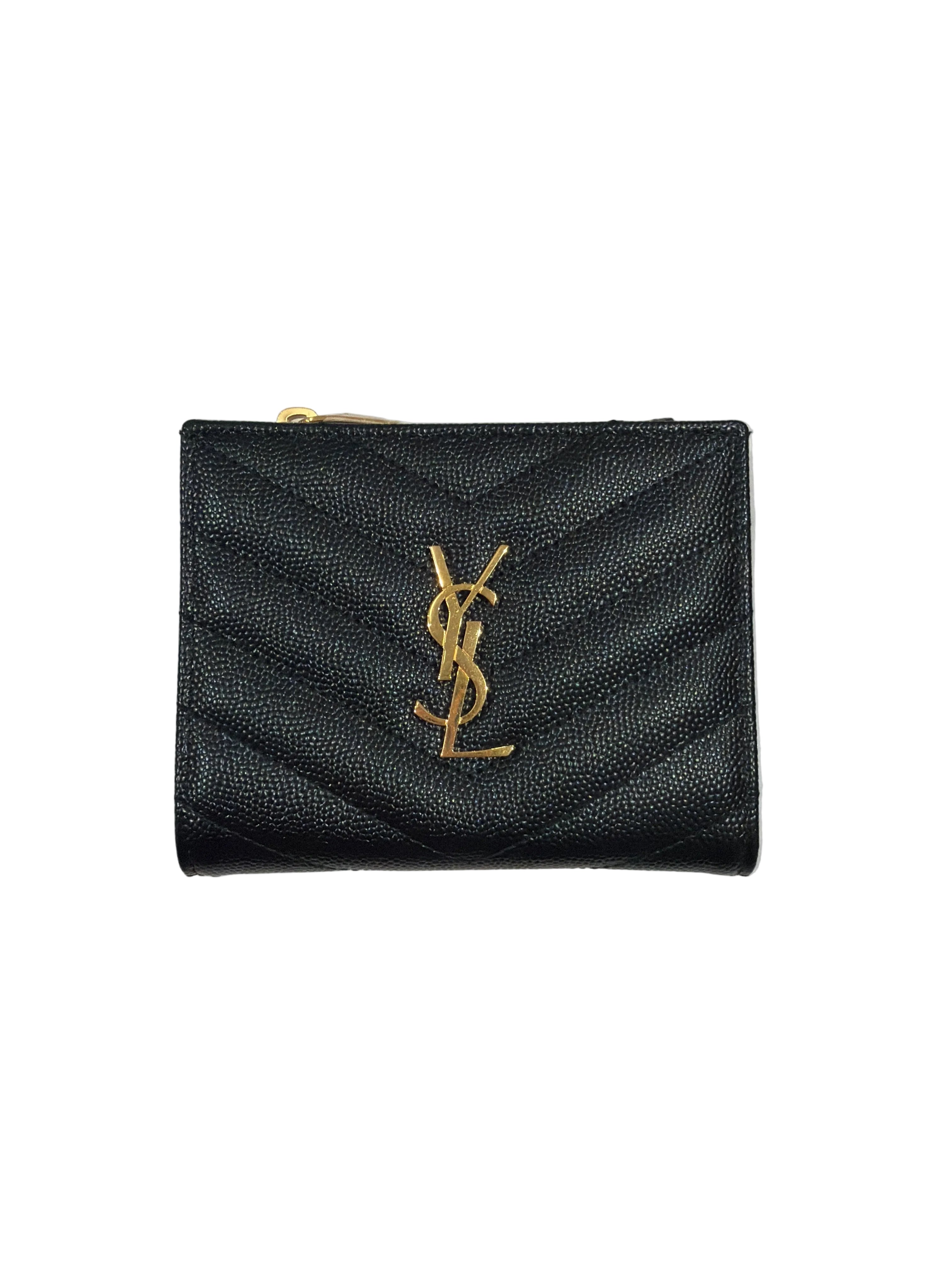 YSL | Cassandre Black Leather Wallet - Cons