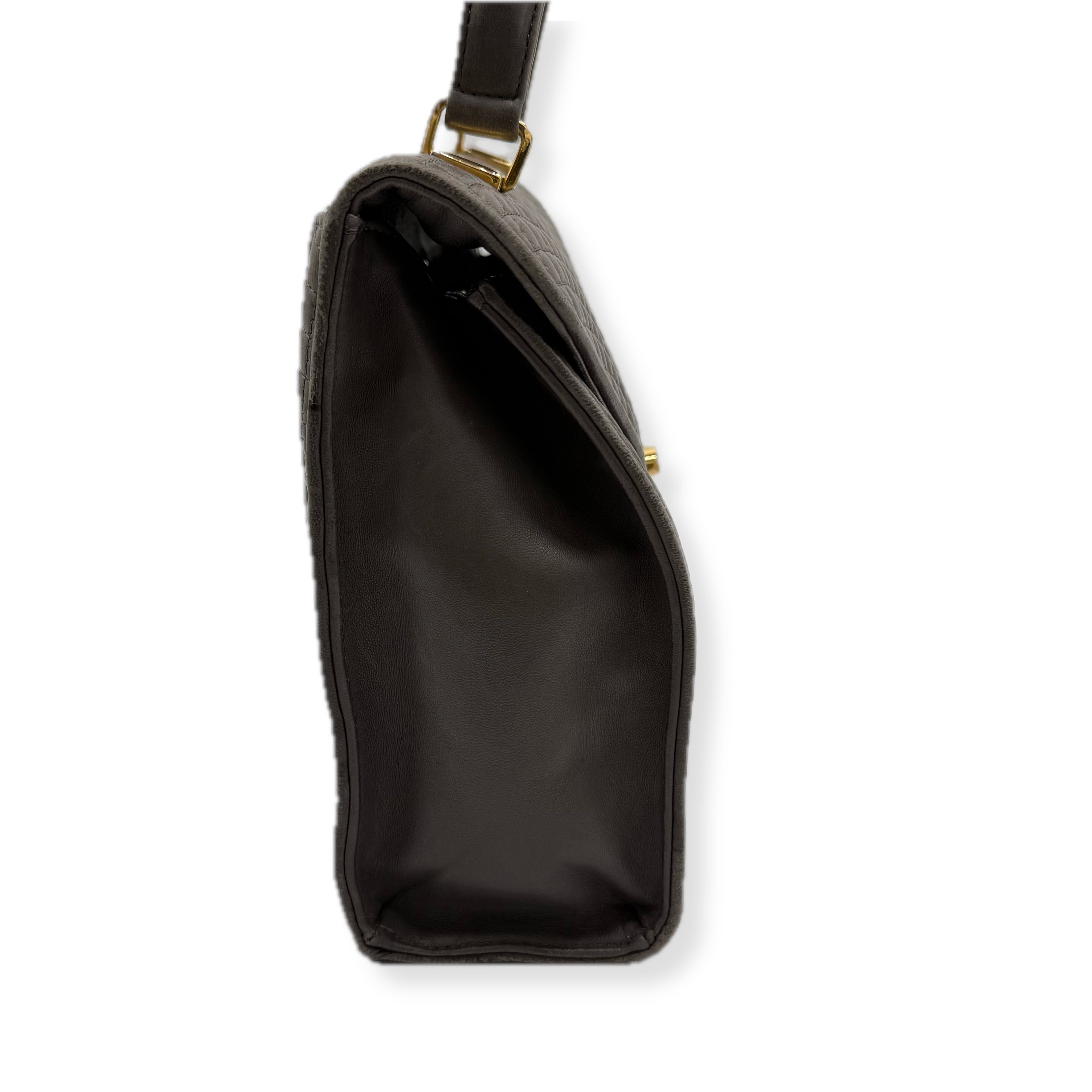 Bally | Grey Quilted Top Handle Bag | Leather | Gold Hardware