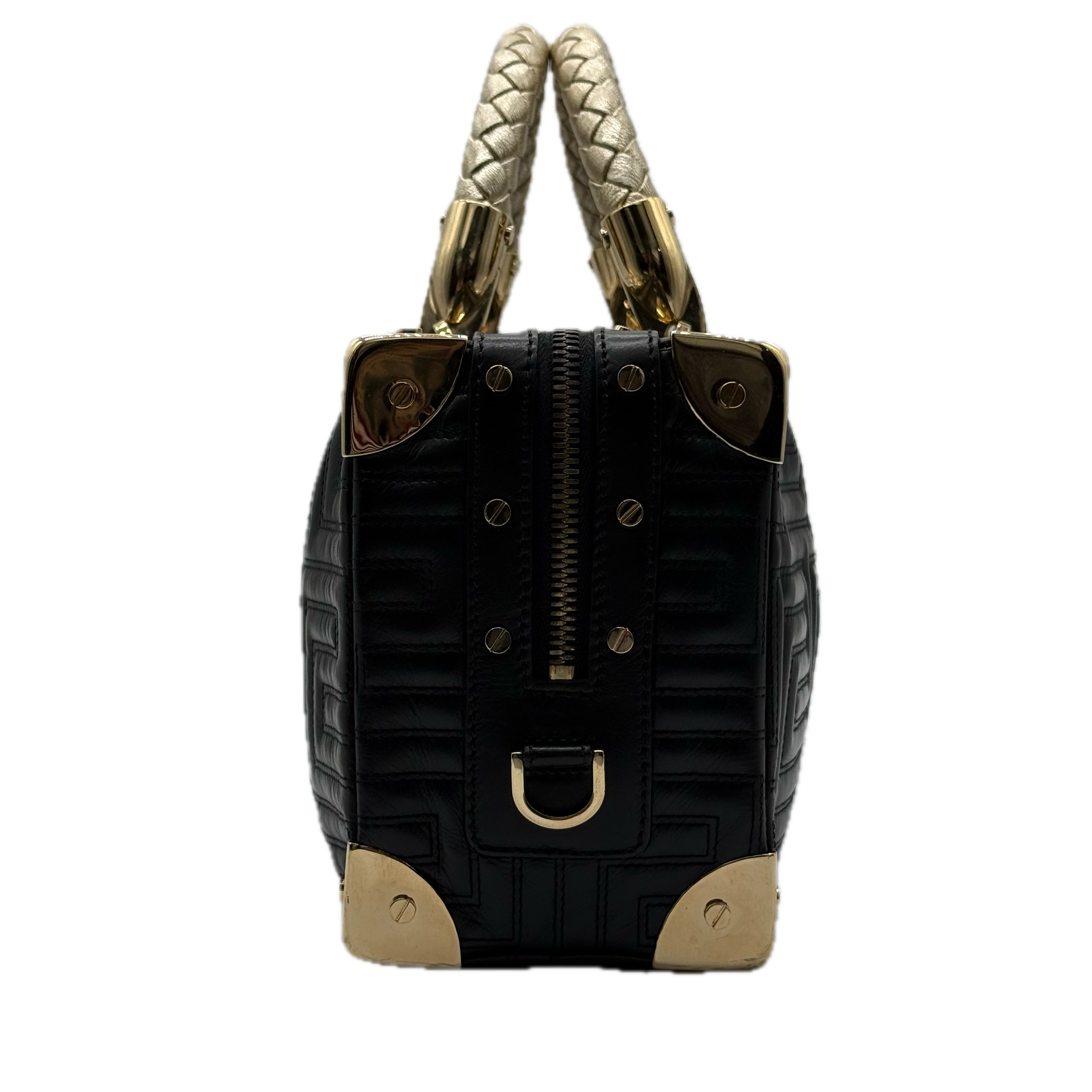 Versace | Greca Satchel Handbag | Nappa Leather |Gold Hardware