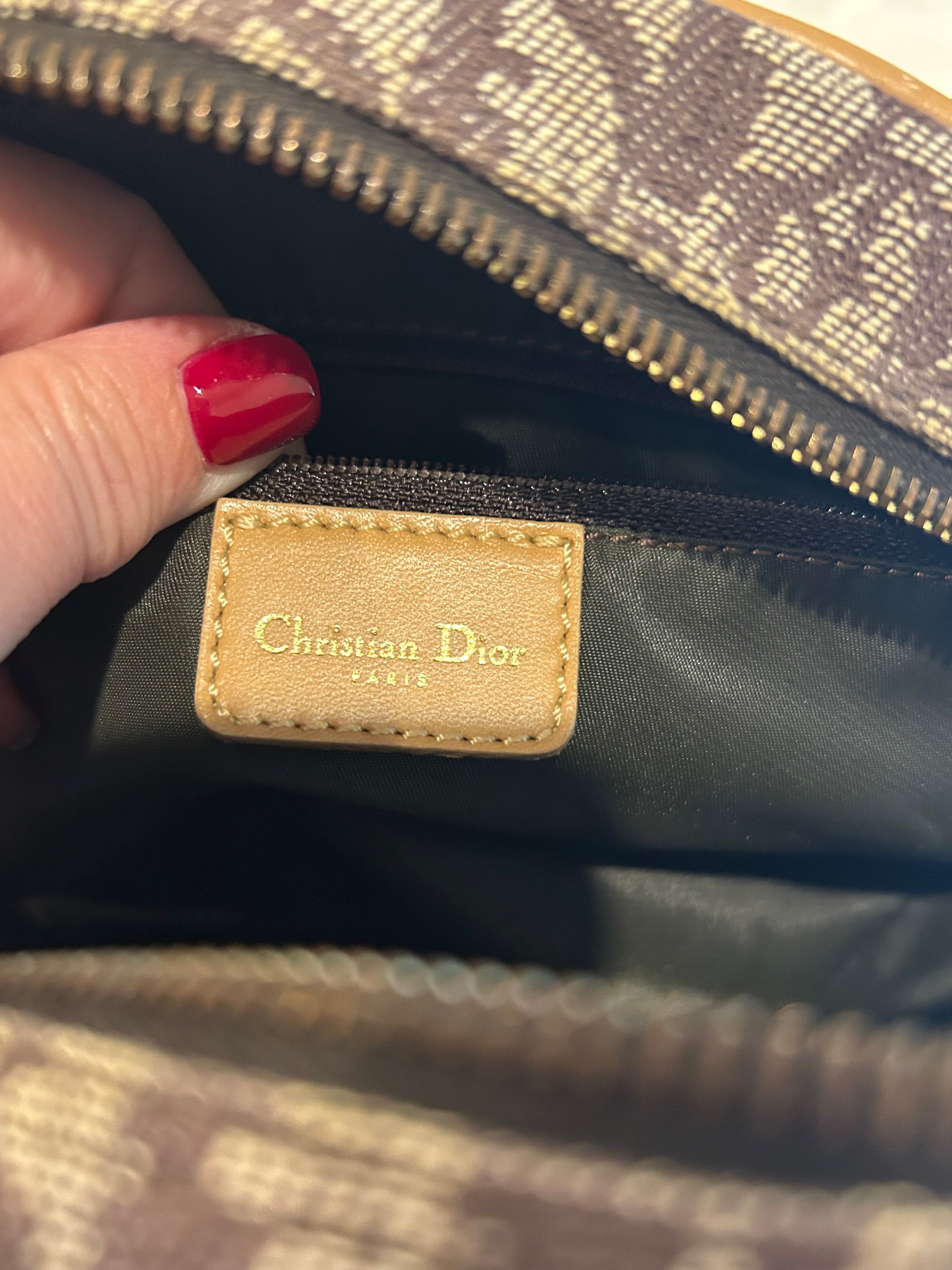 Christian Dior Monogram Mini Saddle Bowler Brown with good hardware
