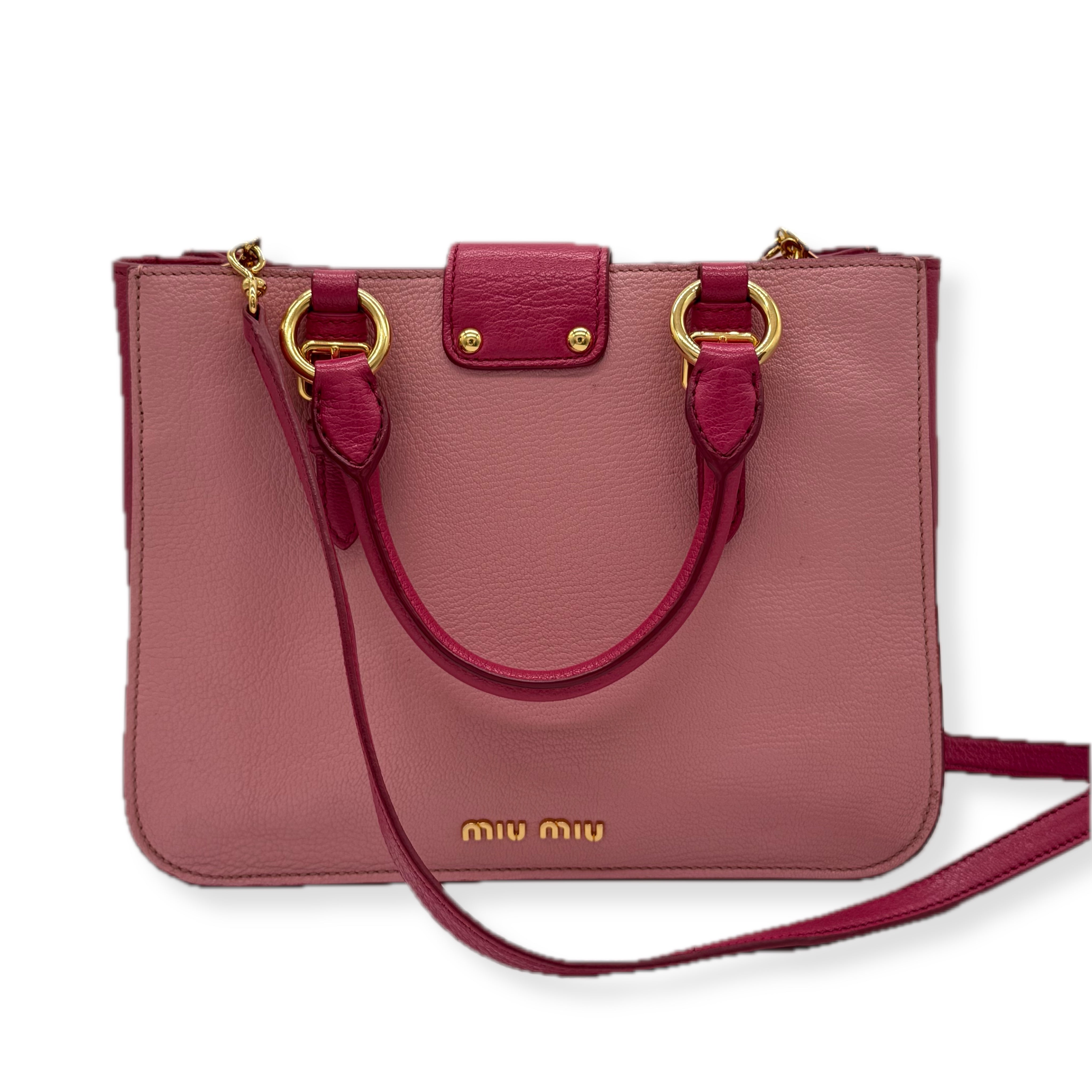 Miu Miu | Madras Satchel Crossbody Bag | Goatskin | Gold Hardware