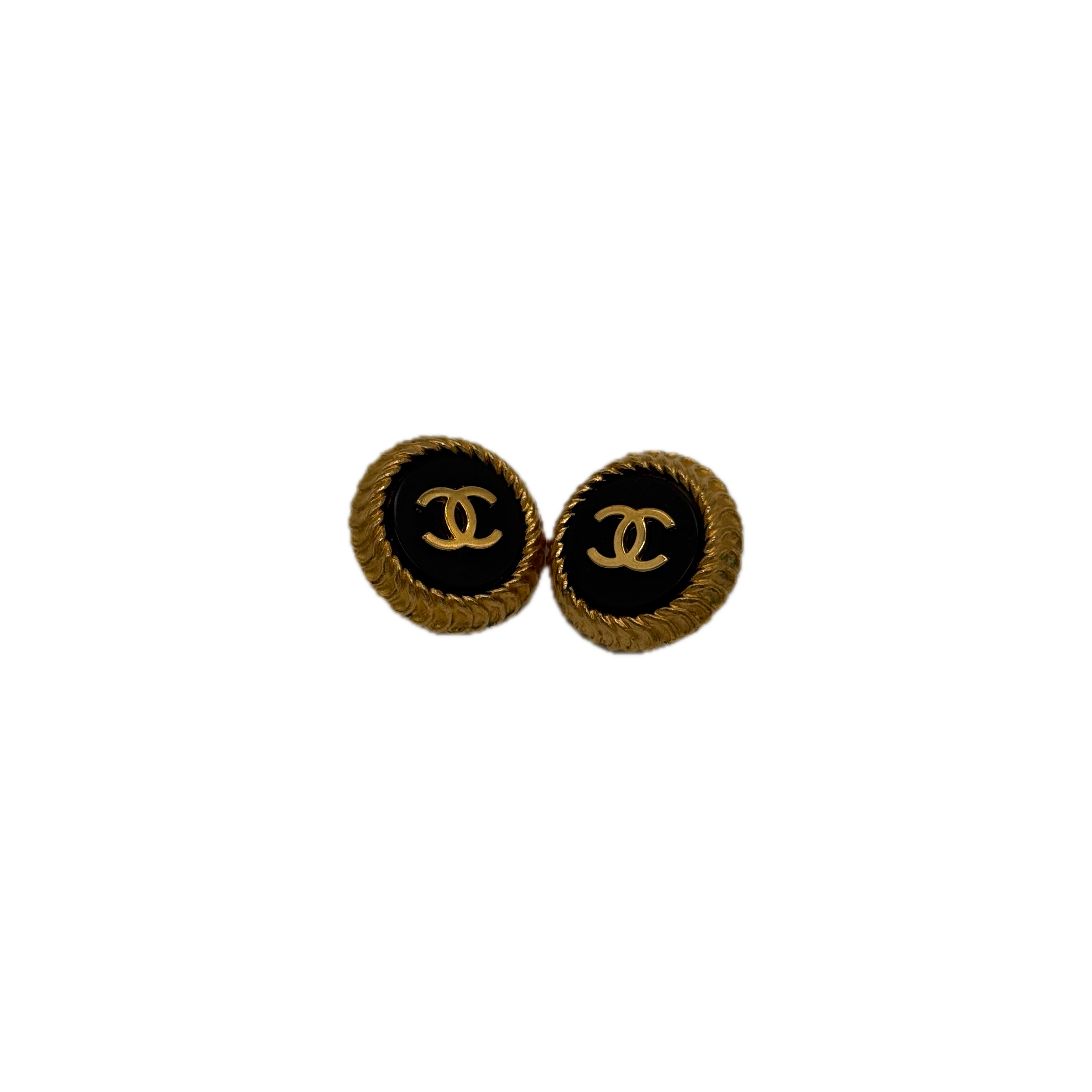 Chanel | Black Resin Clip-on Earrings | Gold Plated