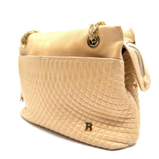 Bally Quilted Leather Shoulder Bag | Beige | Gold-Tone Hardware (28cm)