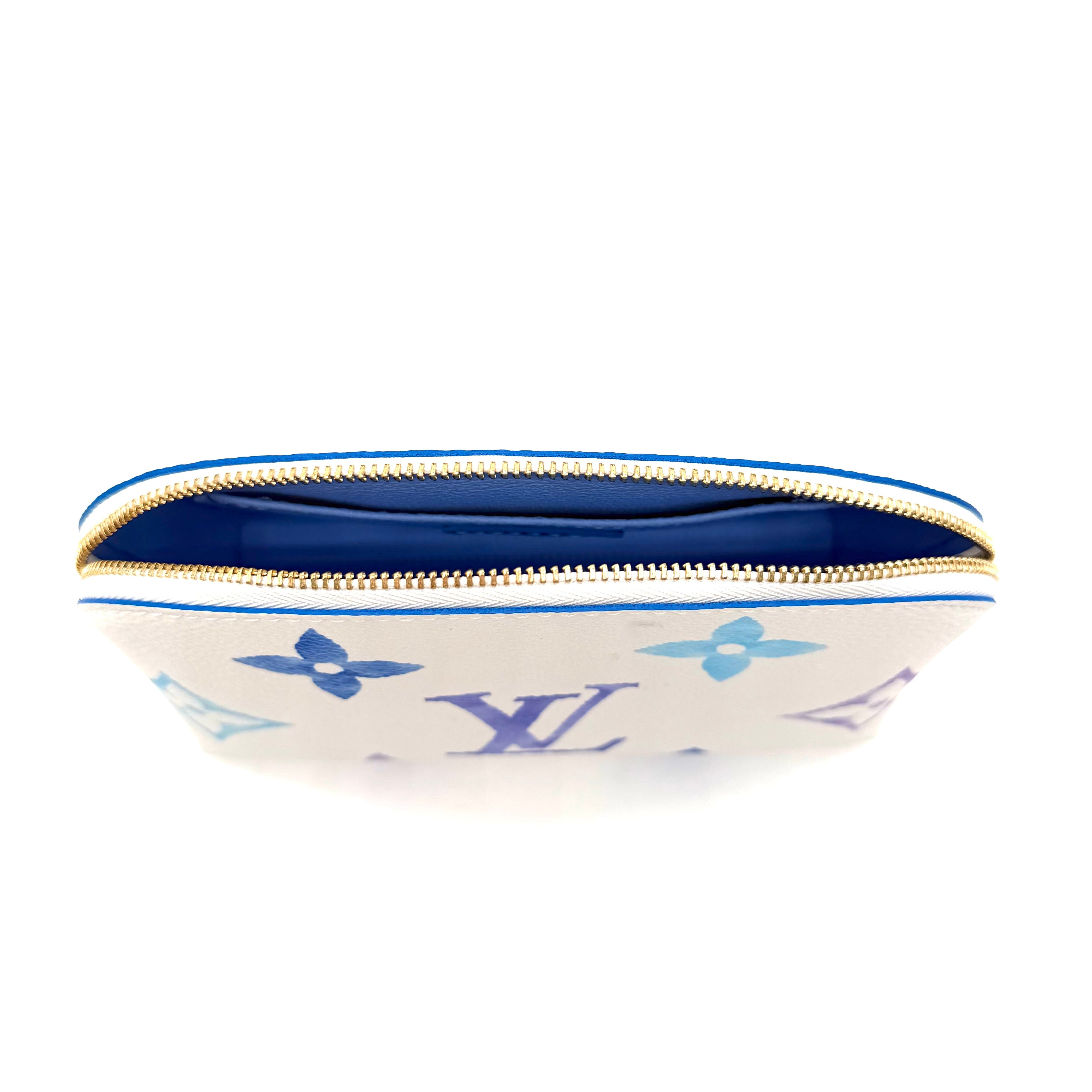 Louis Vuitton By The Pool Pochette Cosmétique | White & Blue Monogram Giant | Gold-Tone Hardware