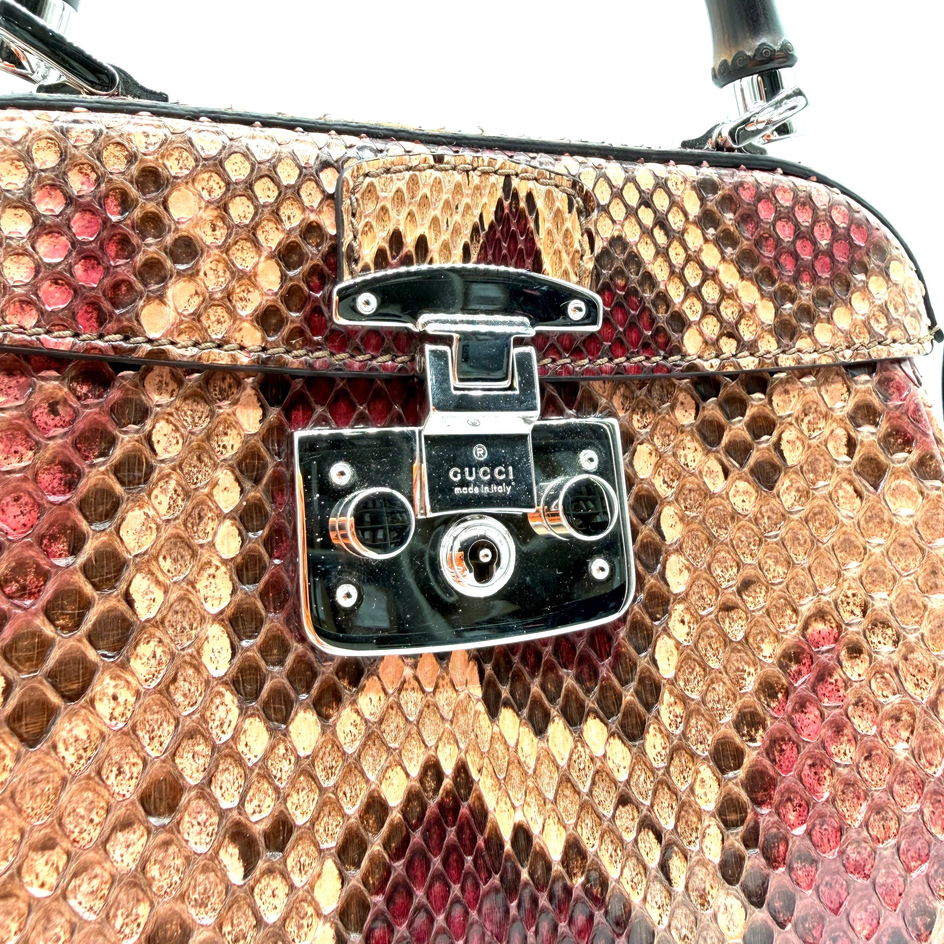 Gucci Lady Lock Bamboo Top Handle Bag | Multicolour Python | Silver-Tone Hardware