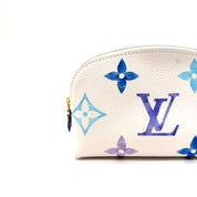 Louis Vuitton By The Pool Pochette Cosmétique | White & Blue Monogram Giant | Gold-Tone Hardware