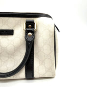Gucci Joy Boston Bag | Ivory GG Canvas & Black Leather | Gold-Tone Hardware