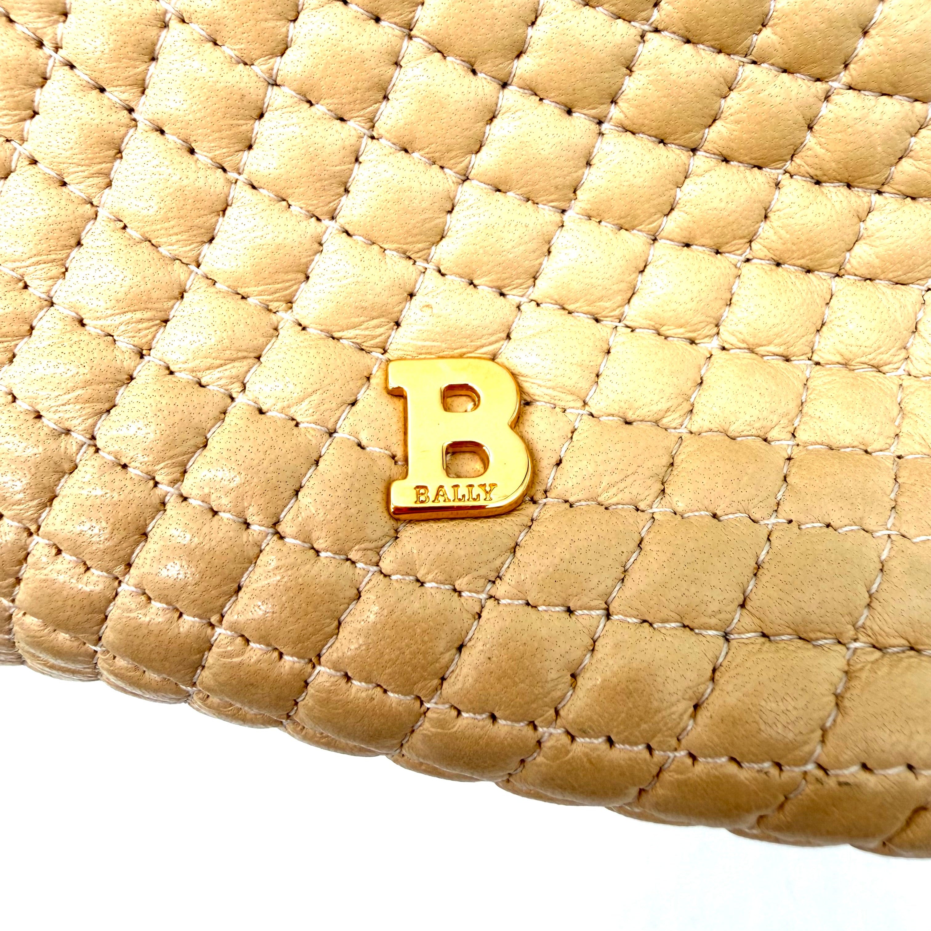 Bally Quilted Leather Shoulder Bag | Beige | Gold-Tone Hardware (28cm)