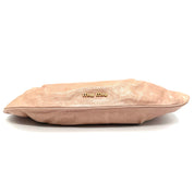 Miu Miu Gathered Leather Clutch | Metallic Blush Pink | Gold-Tone Hardware