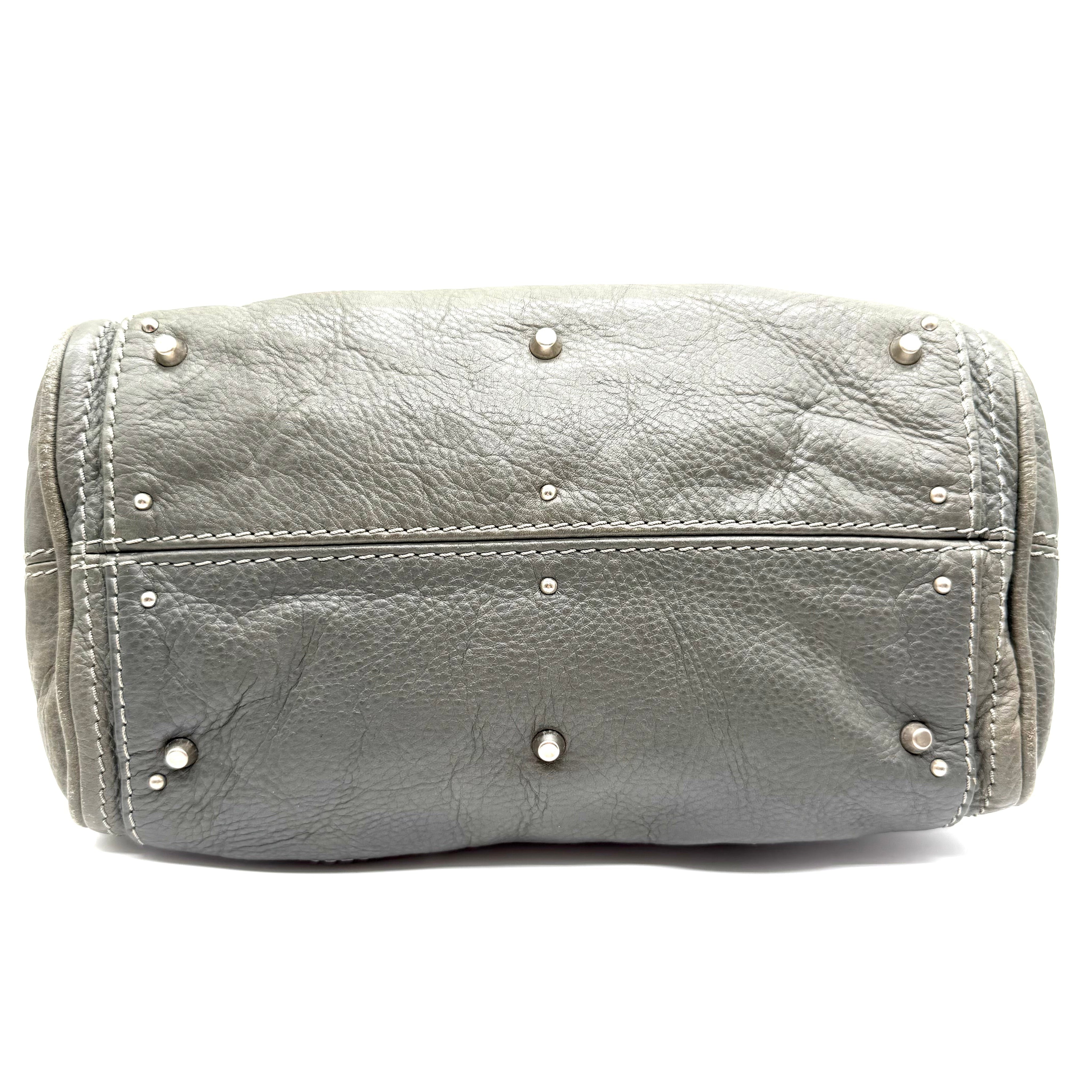 Chloé Paddington Handbag | Metallic Grey Leather | Silver-Tone Hardware (29cm)