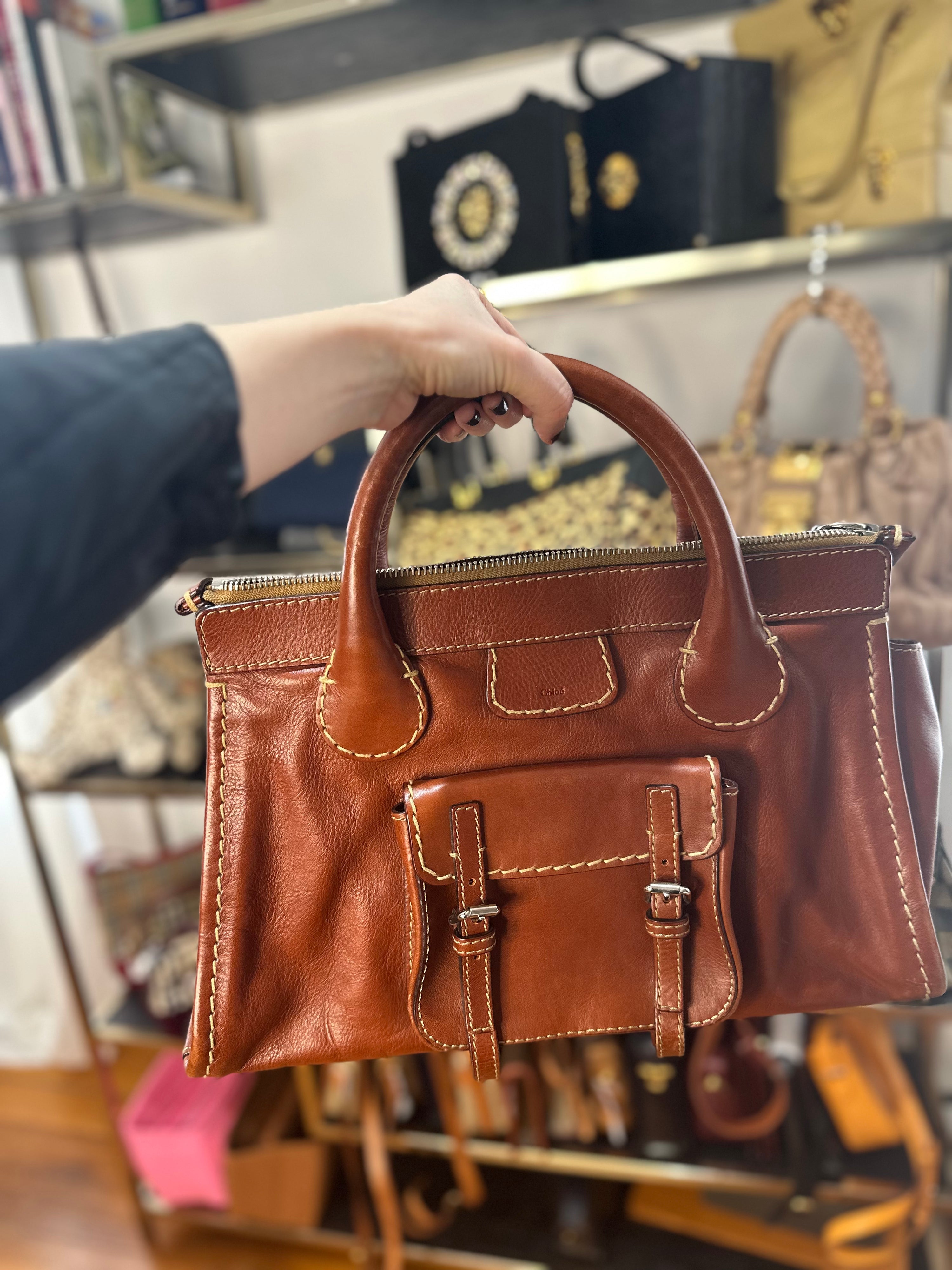 Chloe Tan Leather Bag with Wallet