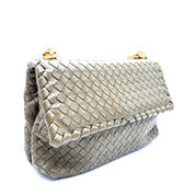 Bottega Veneta | Olimpia Shoulder Bag | Olive Intrecciato Nappa Leather | Gold-Tone Hardware