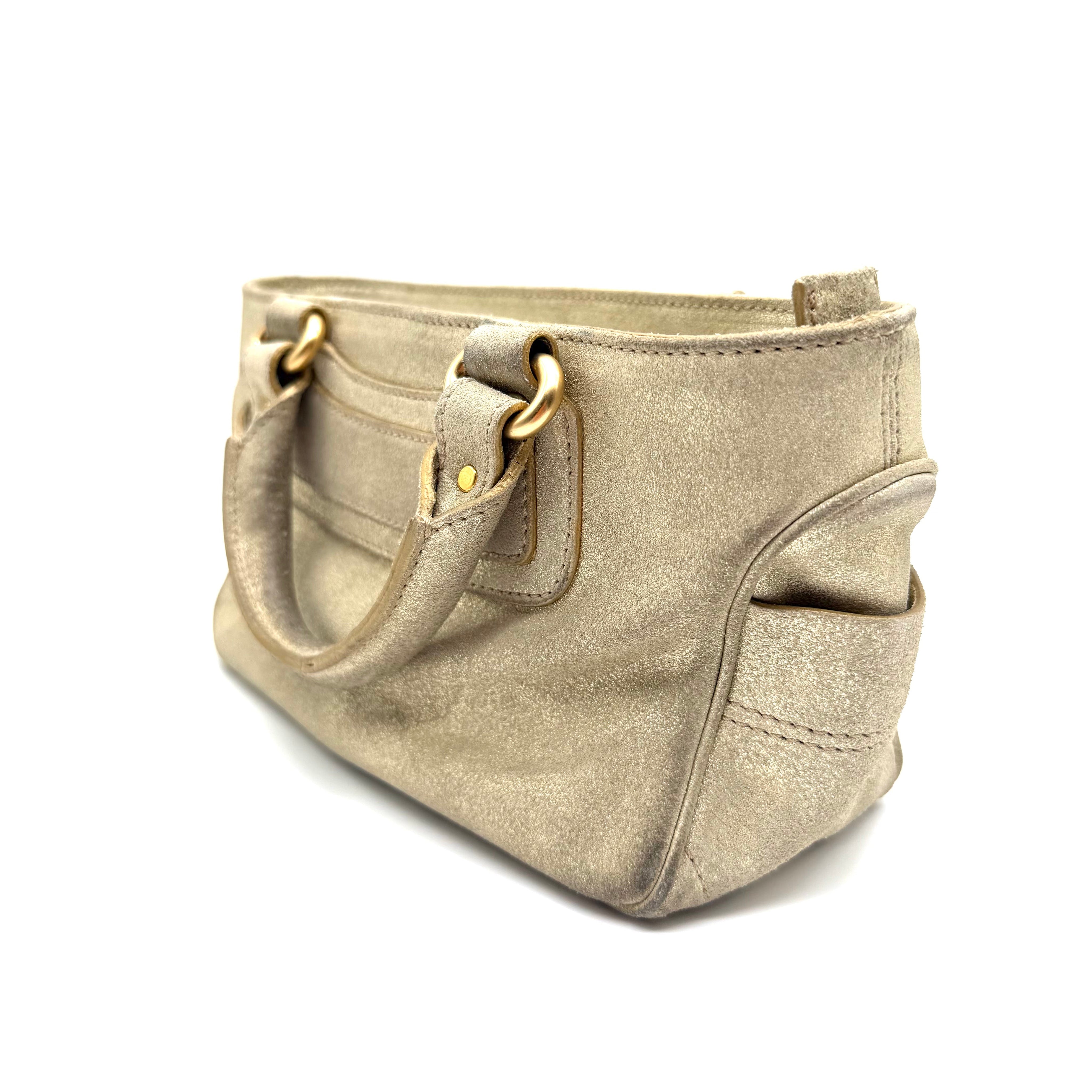 Céline Boogie Handbag | Metallic Gold Suede | Gold-Tone Hardware