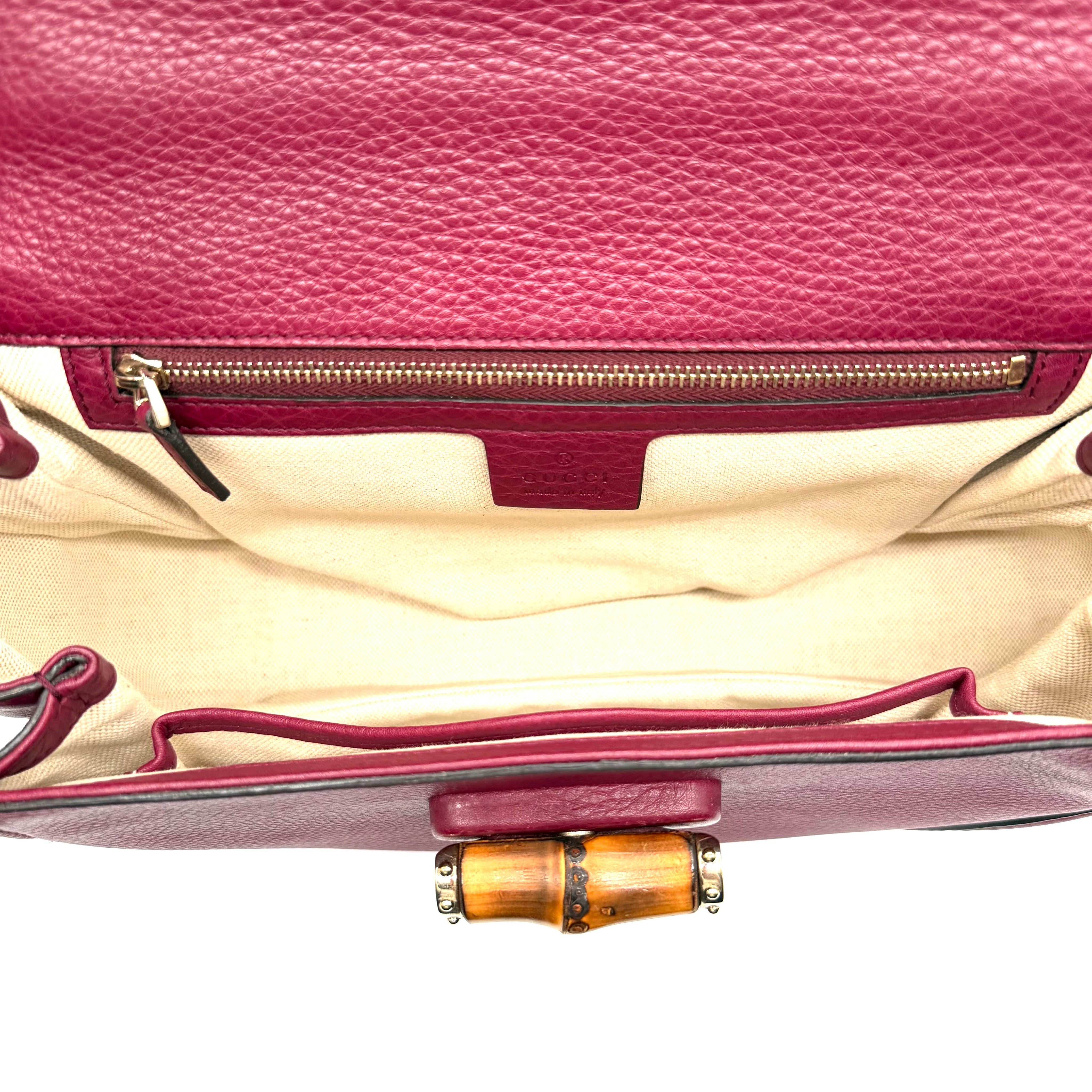 Gucci Bamboo Top Handle Bag | Burgundy Leather | Gold-Tone Hardware