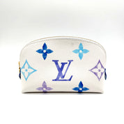 Louis Vuitton By The Pool Pochette Cosmétique | White & Blue Monogram Giant | Gold-Tone Hardware