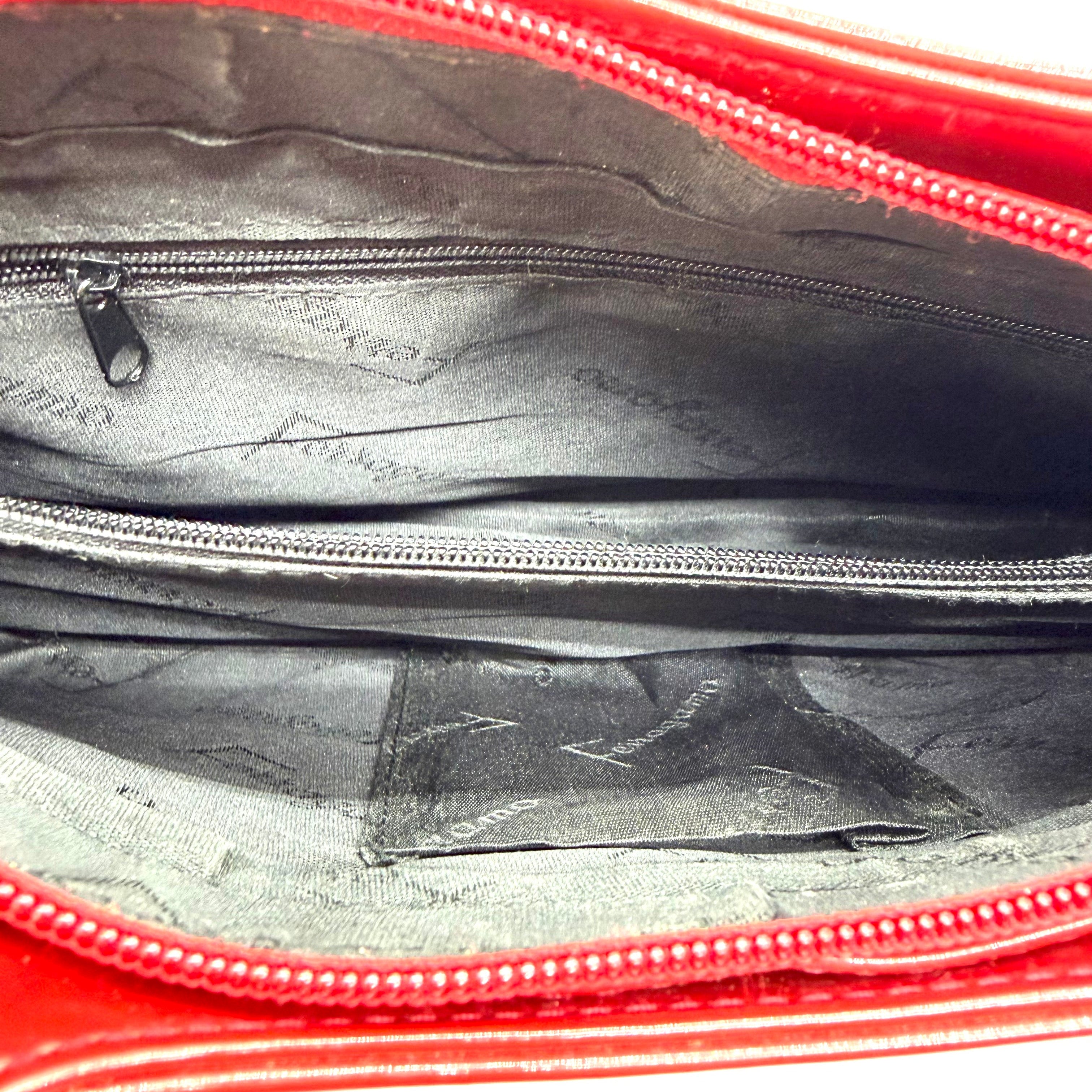 Salvatore Ferragamo Gancini Tote Bag | Red Patent Leather | Gold-Tone Hardware