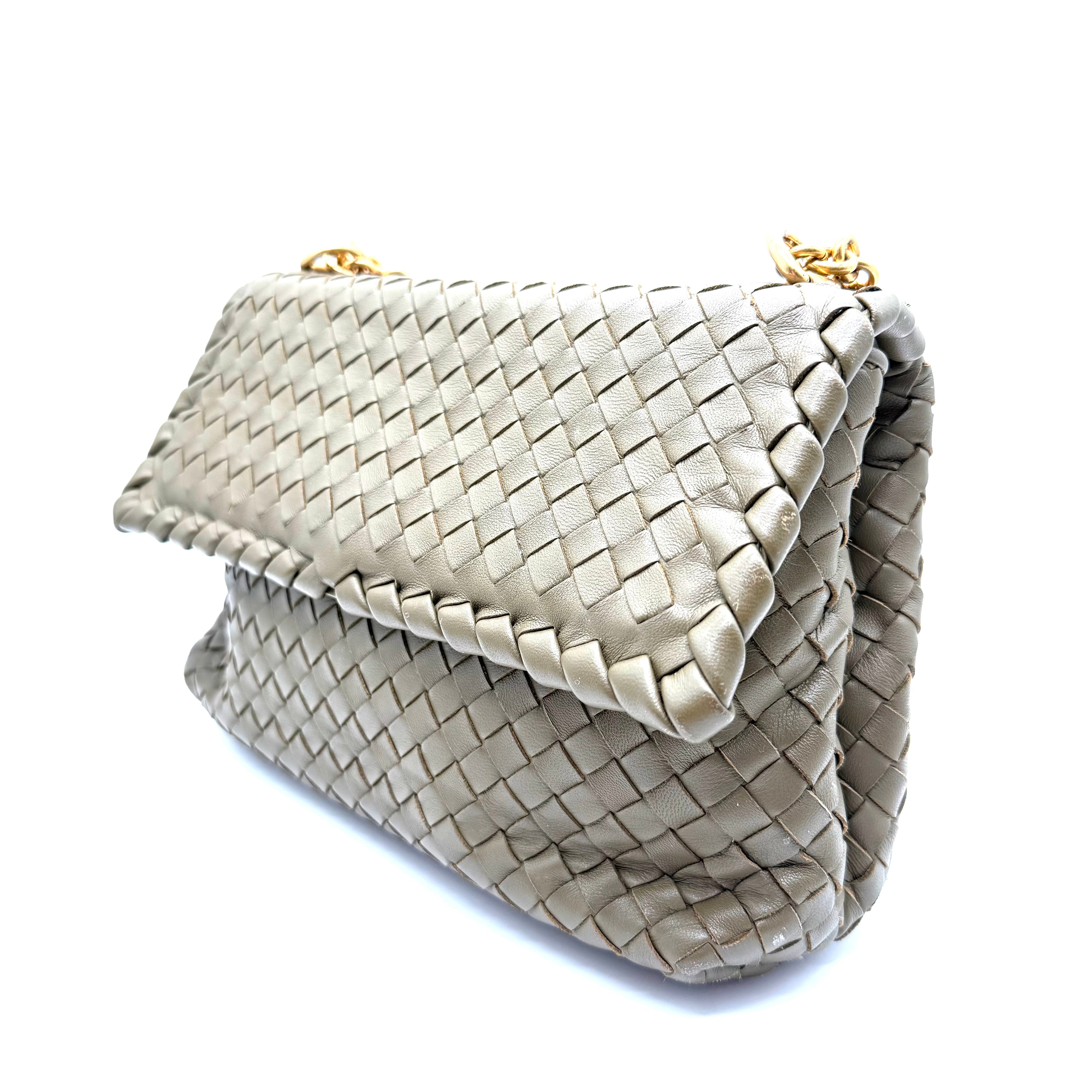 Bottega Veneta | Olimpia Shoulder Bag | Olive Intrecciato Nappa Leather | Gold-Tone Hardware