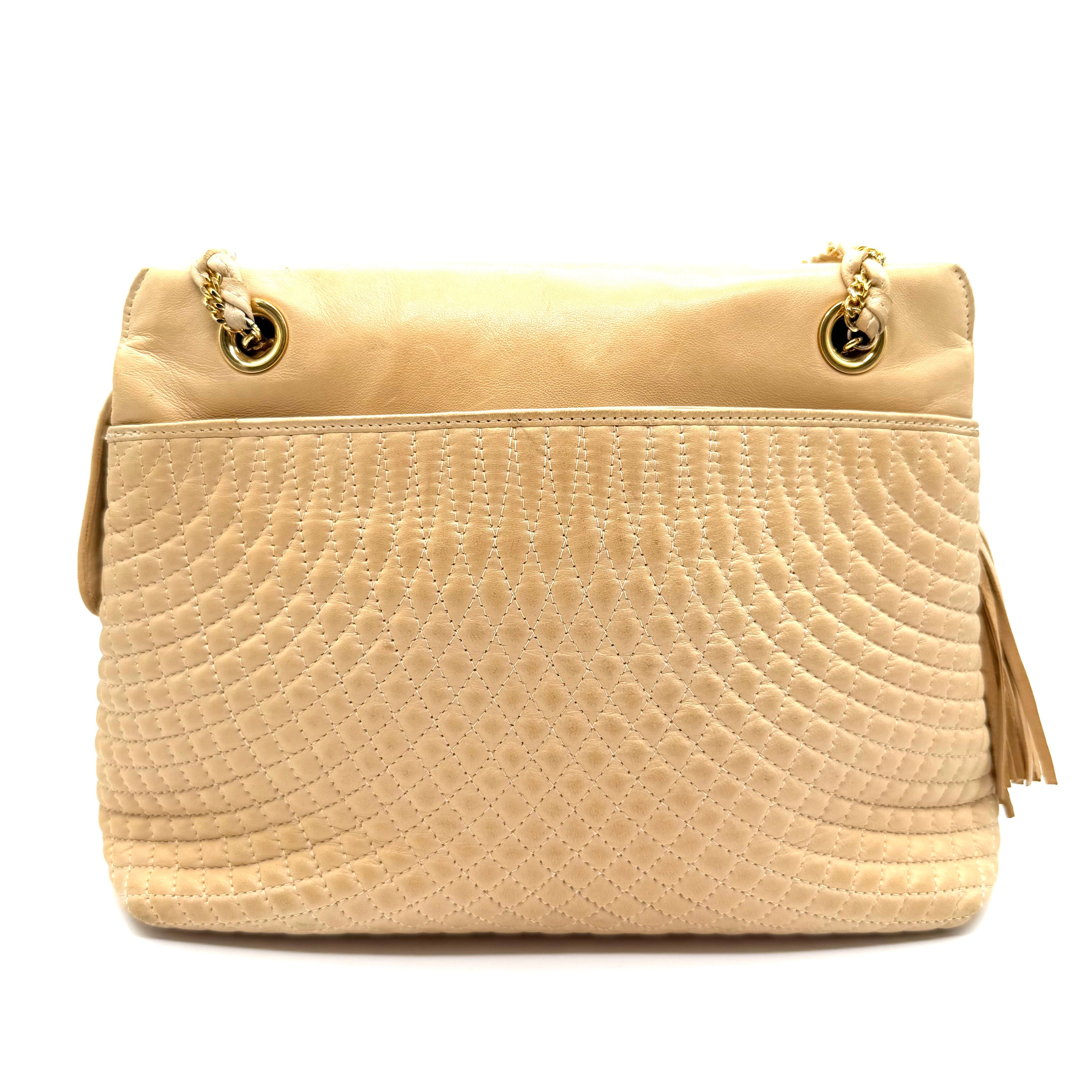 Bally Quilted Leather Shoulder Bag | Beige | Gold-Tone Hardware (28cm)