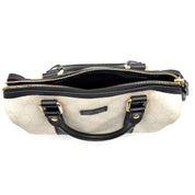 Gucci Joy Boston Bag | Ivory GG Canvas & Black Leather | Gold-Tone Hardware