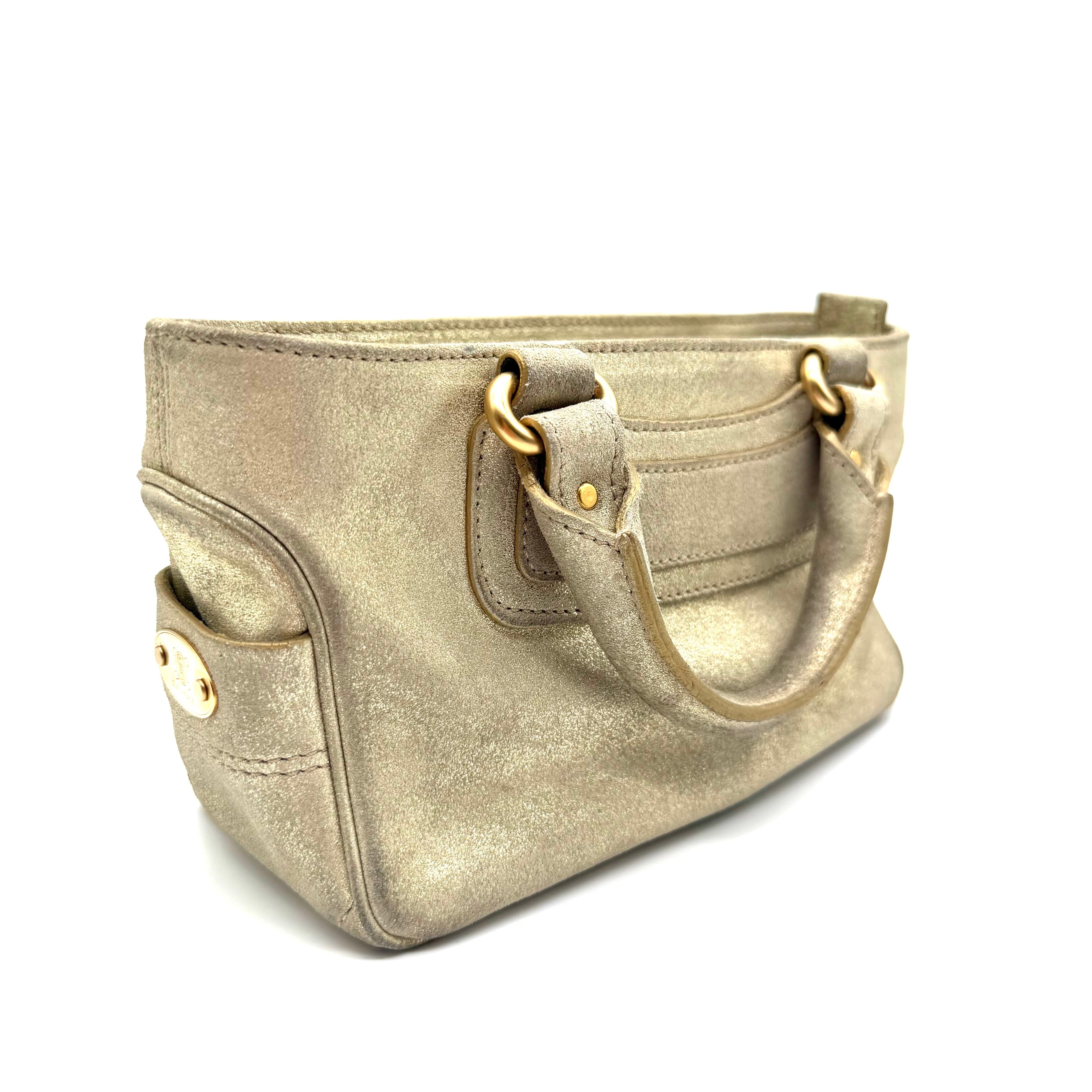 Céline Boogie Handbag | Metallic Gold Suede | Gold-Tone Hardware
