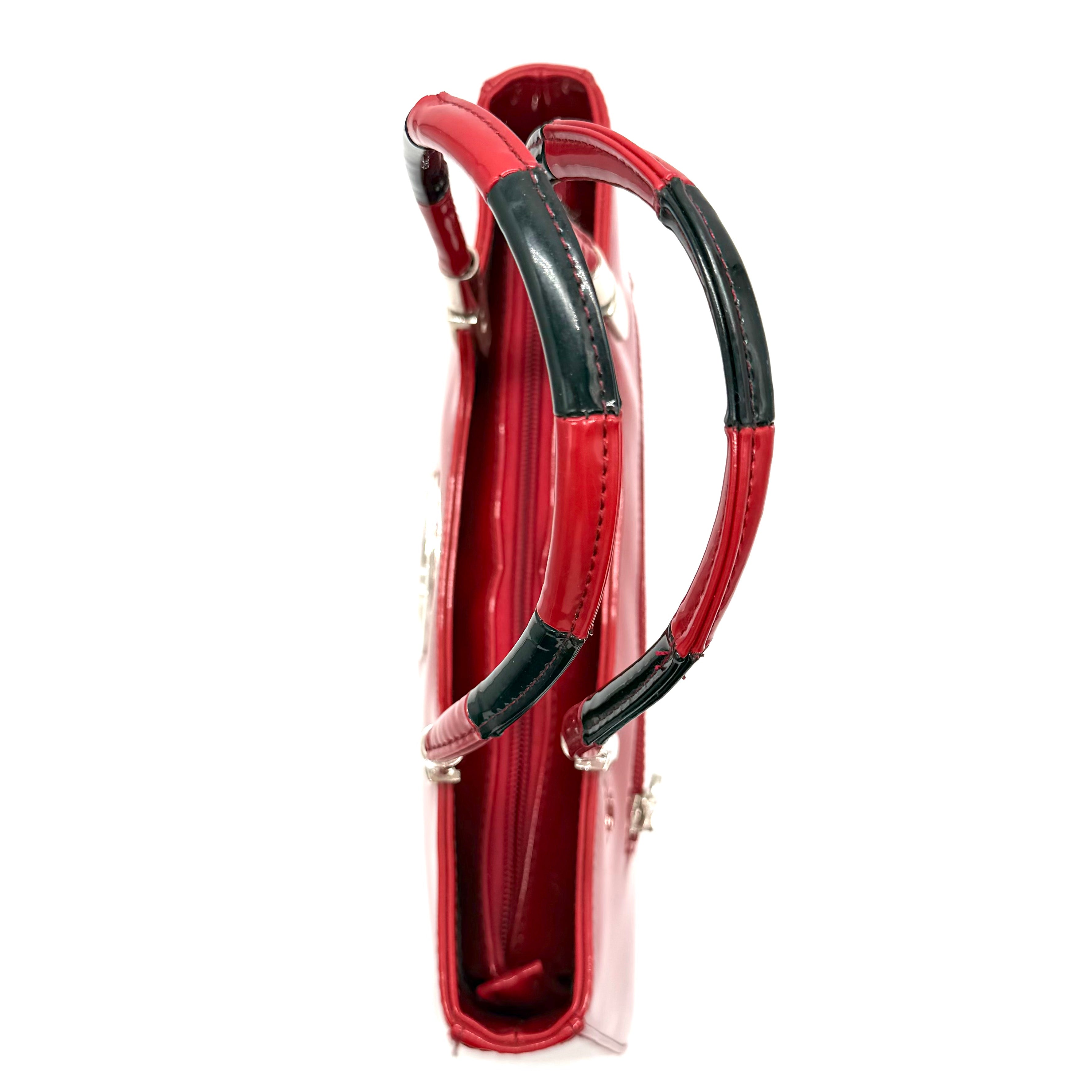Salvatore Ferragamo Gancini Tote Bag | Red Patent Leather | Gold-Tone Hardware