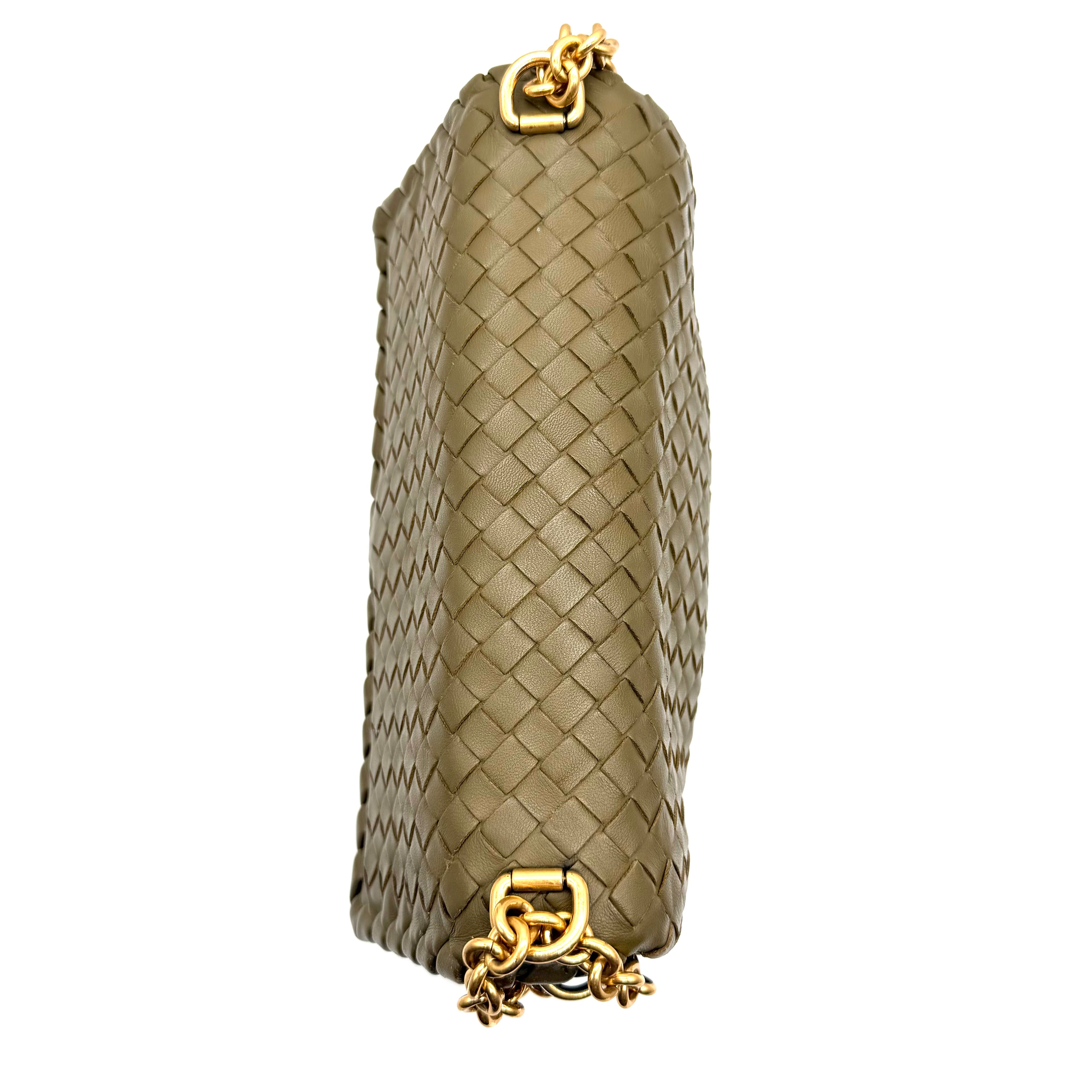 Bottega Veneta | Olimpia Shoulder Bag | Olive Intrecciato Nappa Leather | Gold-Tone Hardware