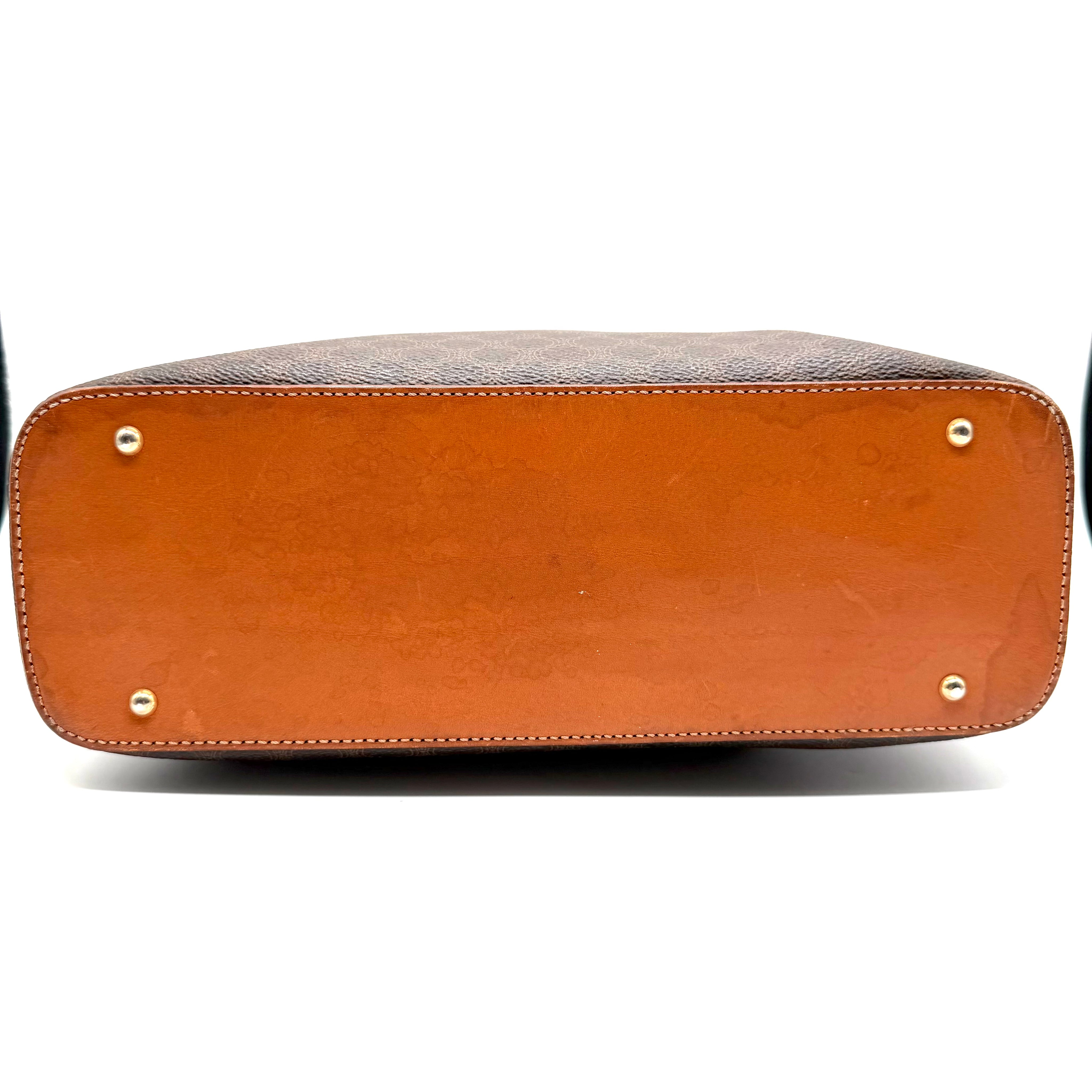 Celine | Vintage Macadam Dome Handbag | Brown Coated Canvas | Gold-Tone Hardware