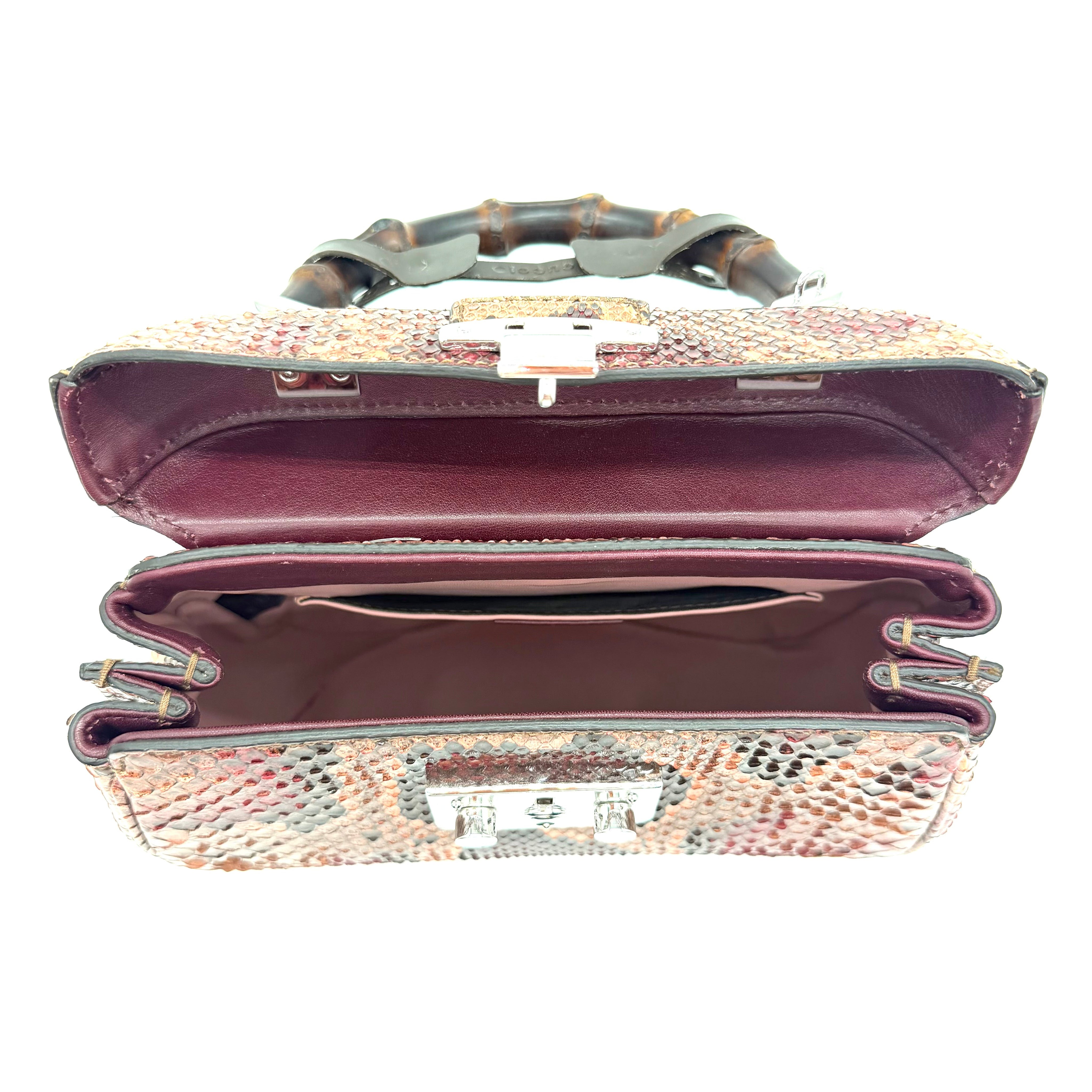 Gucci Lady Lock Bamboo Top Handle Bag | Multicolour Python | Silver-Tone Hardware