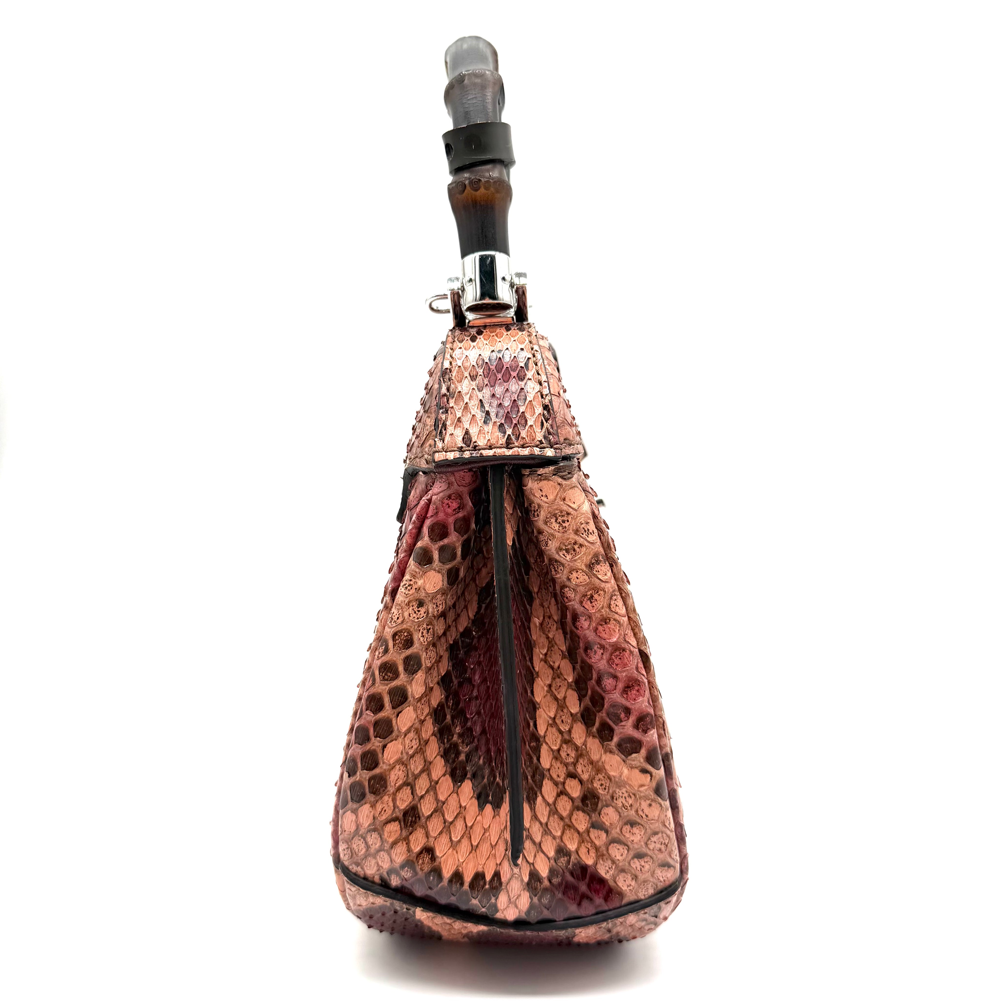 Gucci Lady Lock Bamboo Top Handle Bag | Multicolour Python | Silver-Tone Hardware