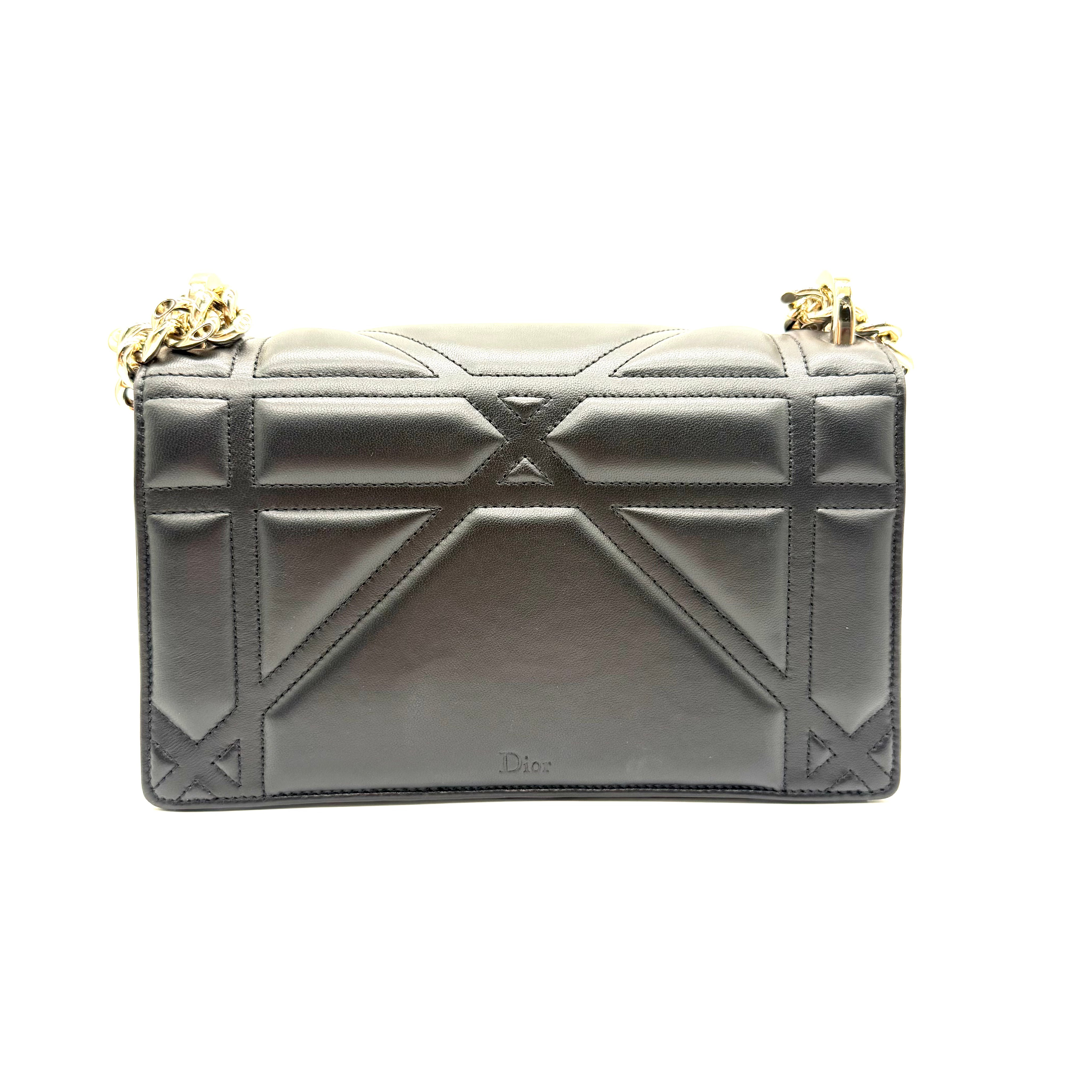 Dior Diorama Flap Shoulder Bag | Black Archicannage Leather | Gold-Tone Hardware
