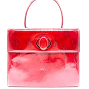 Cartier Top Handle Bag | Red Patent Leather | Tonal Double-C Monogram