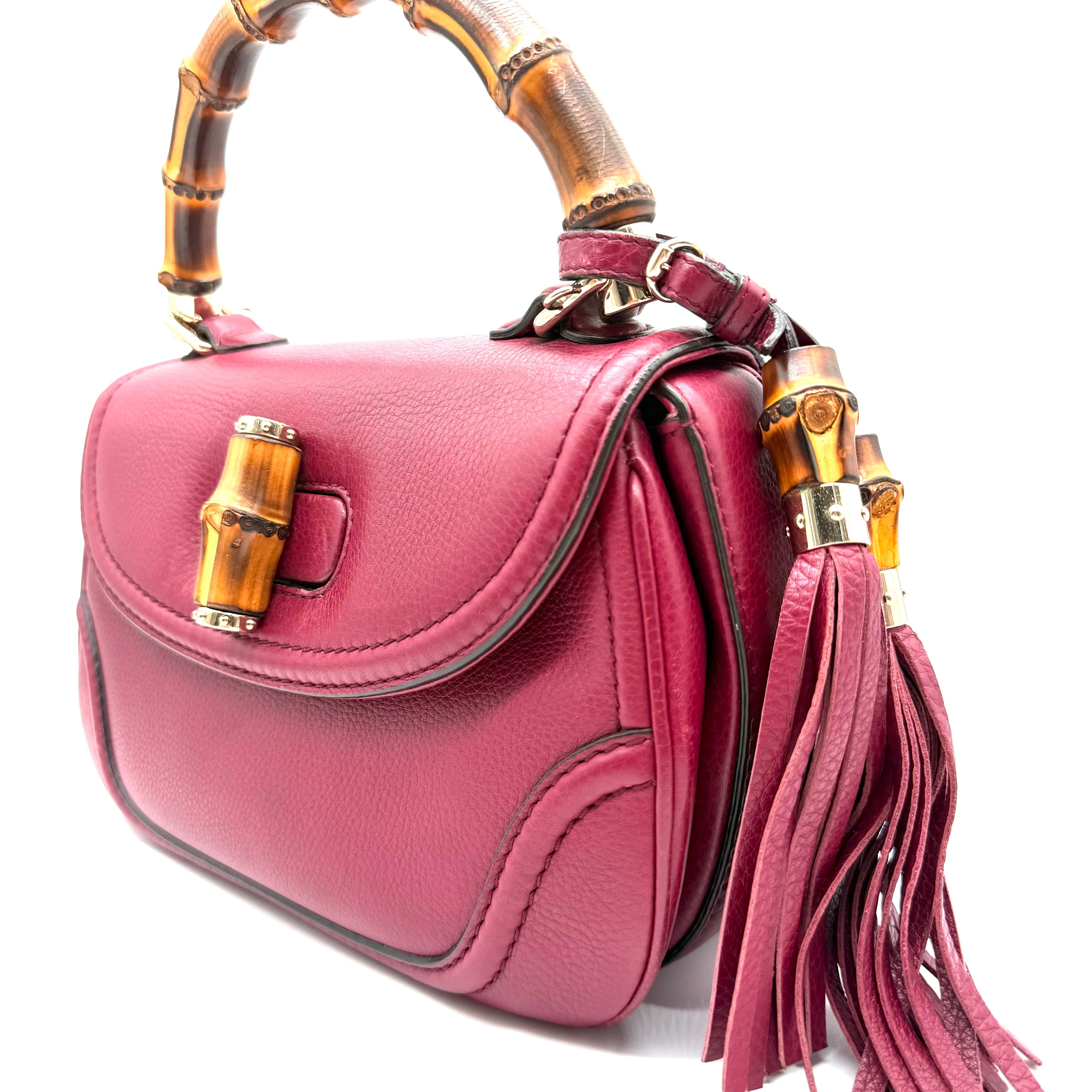 Gucci Bamboo Top Handle Bag | Burgundy Leather | Gold-Tone Hardware