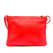 Celine | Trio Crossbody Bag | Red Grained Leather | Gold-Tone Hardware