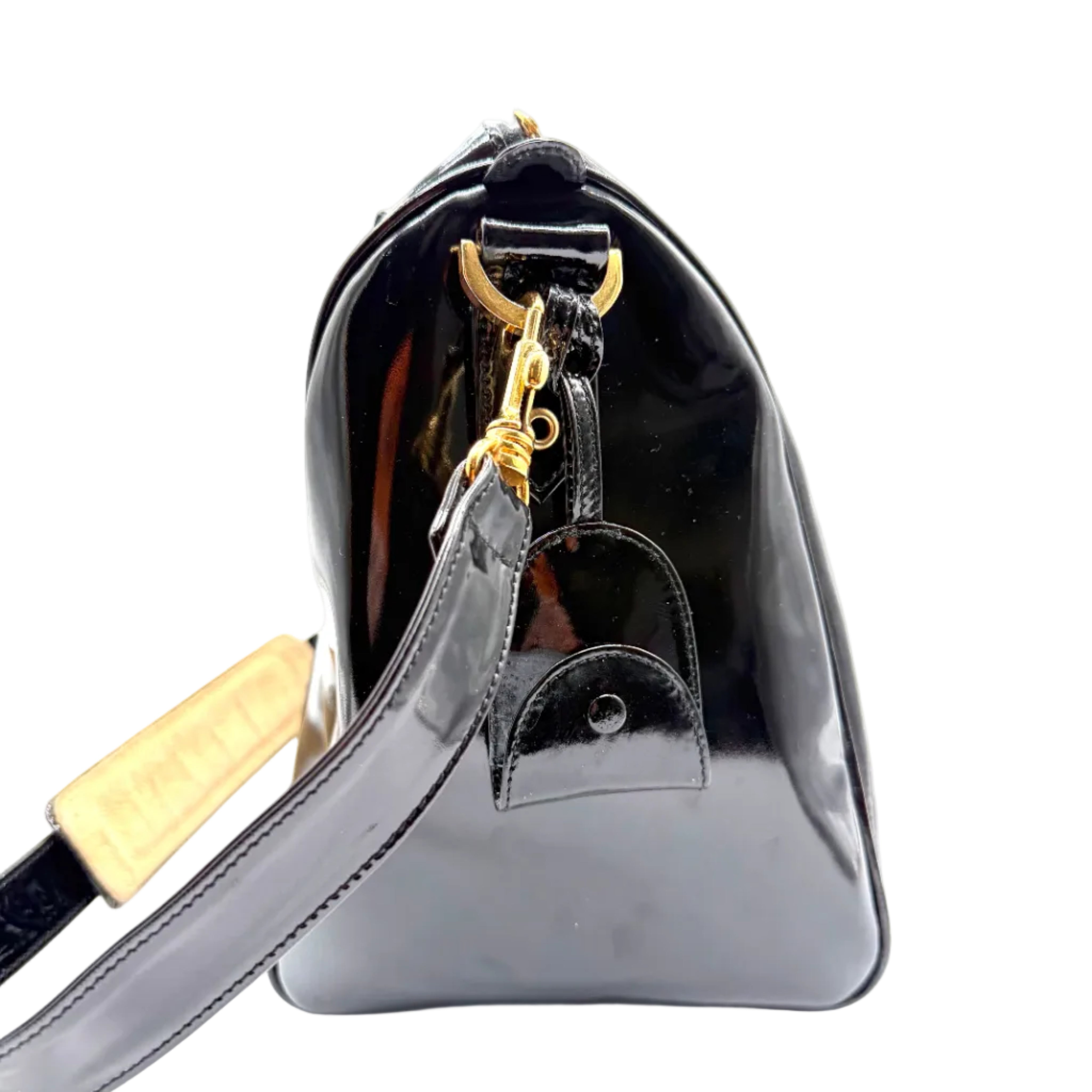 Chanel | Vintage CC Boston Bag | Black Patent Leather | Gold-Tone Hardware