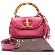 Gucci Bamboo Top Handle Bag | Burgundy Leather | Gold-Tone Hardware