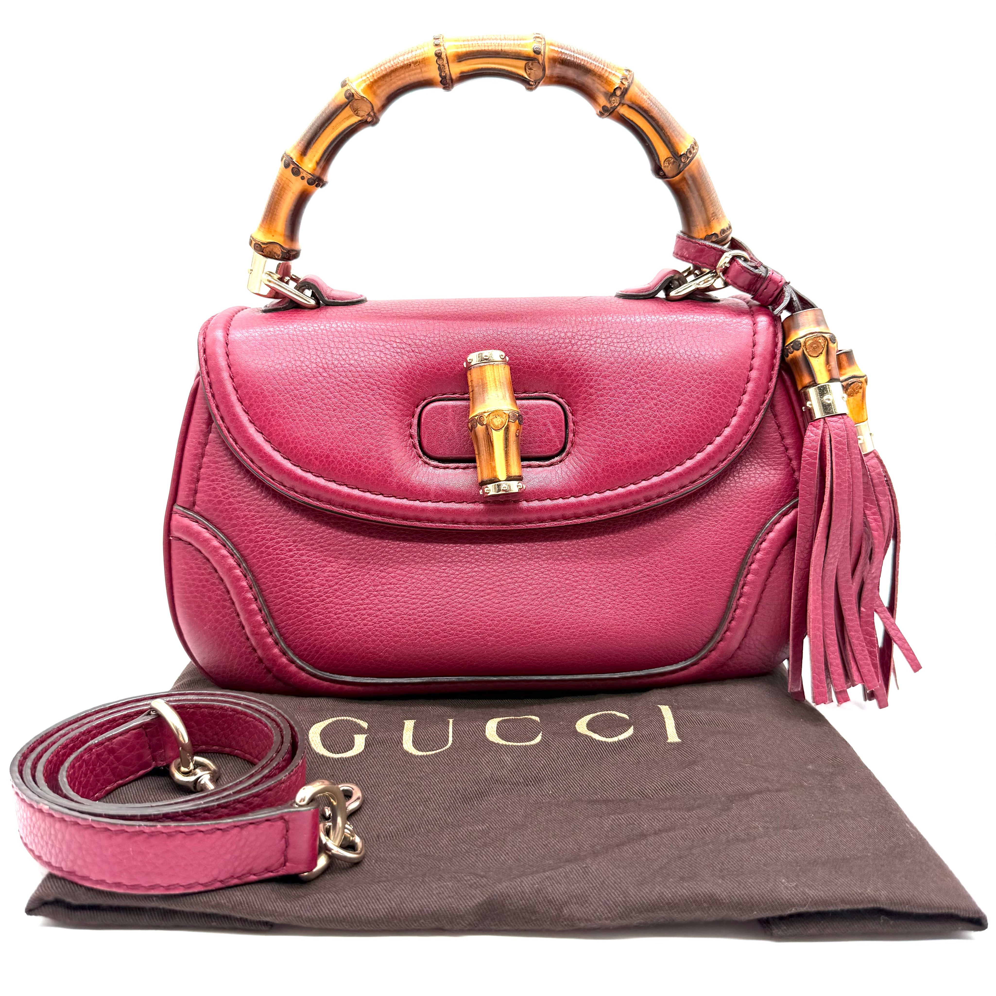 Gucci Bamboo Top Handle Bag | Burgundy Leather | Gold-Tone Hardware