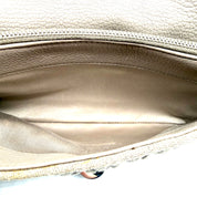 Miu Miu | Crystal Pleated Shoulder Bag | Beige Linen | Silver-Tone Hardware (22cm)