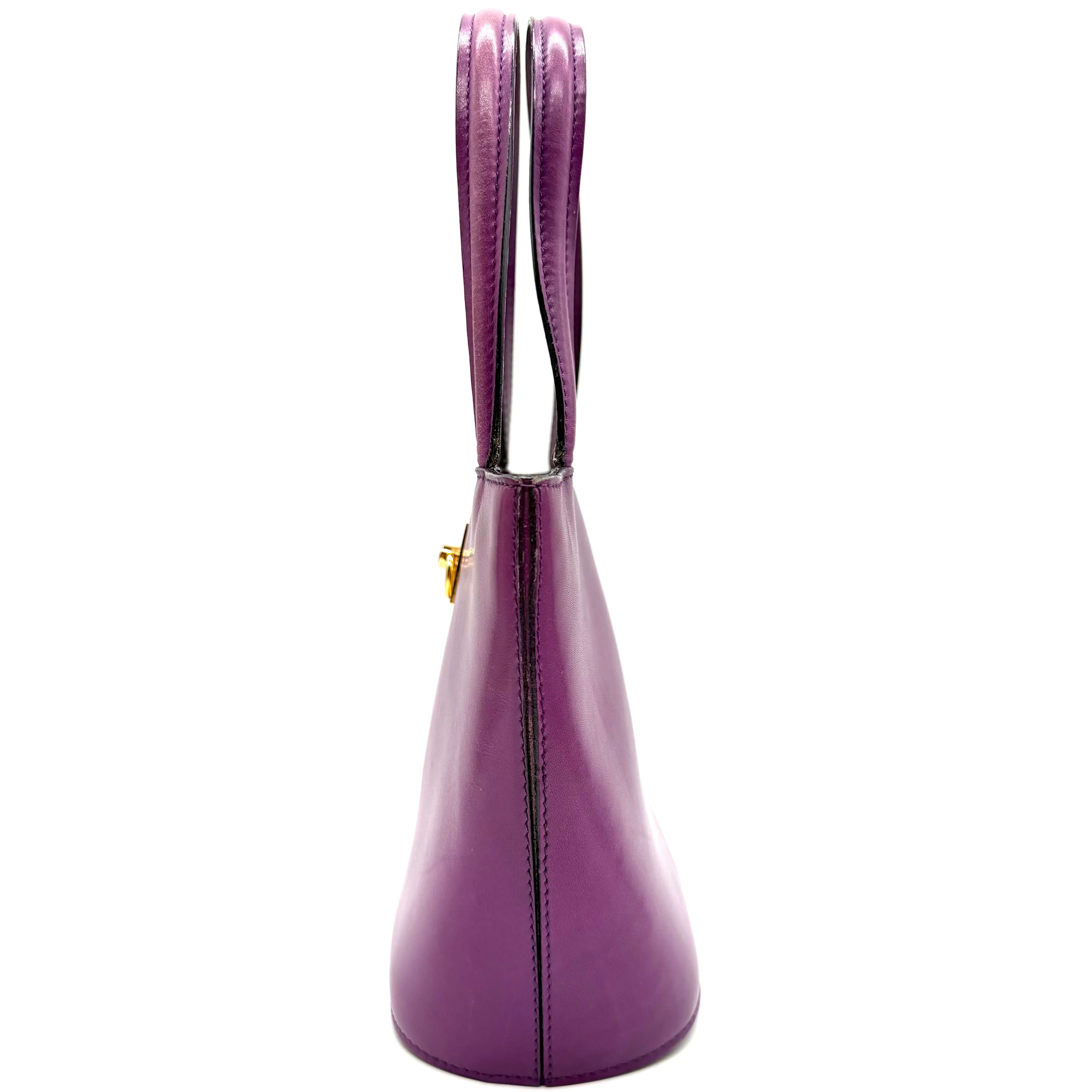 Vintage Céline Bucket Tote Bag | Magenta Leather | Gold-Tone Hardware