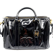 Chanel | Vintage CC Boston Bag | Black Patent Leather | Gold-Tone Hardware