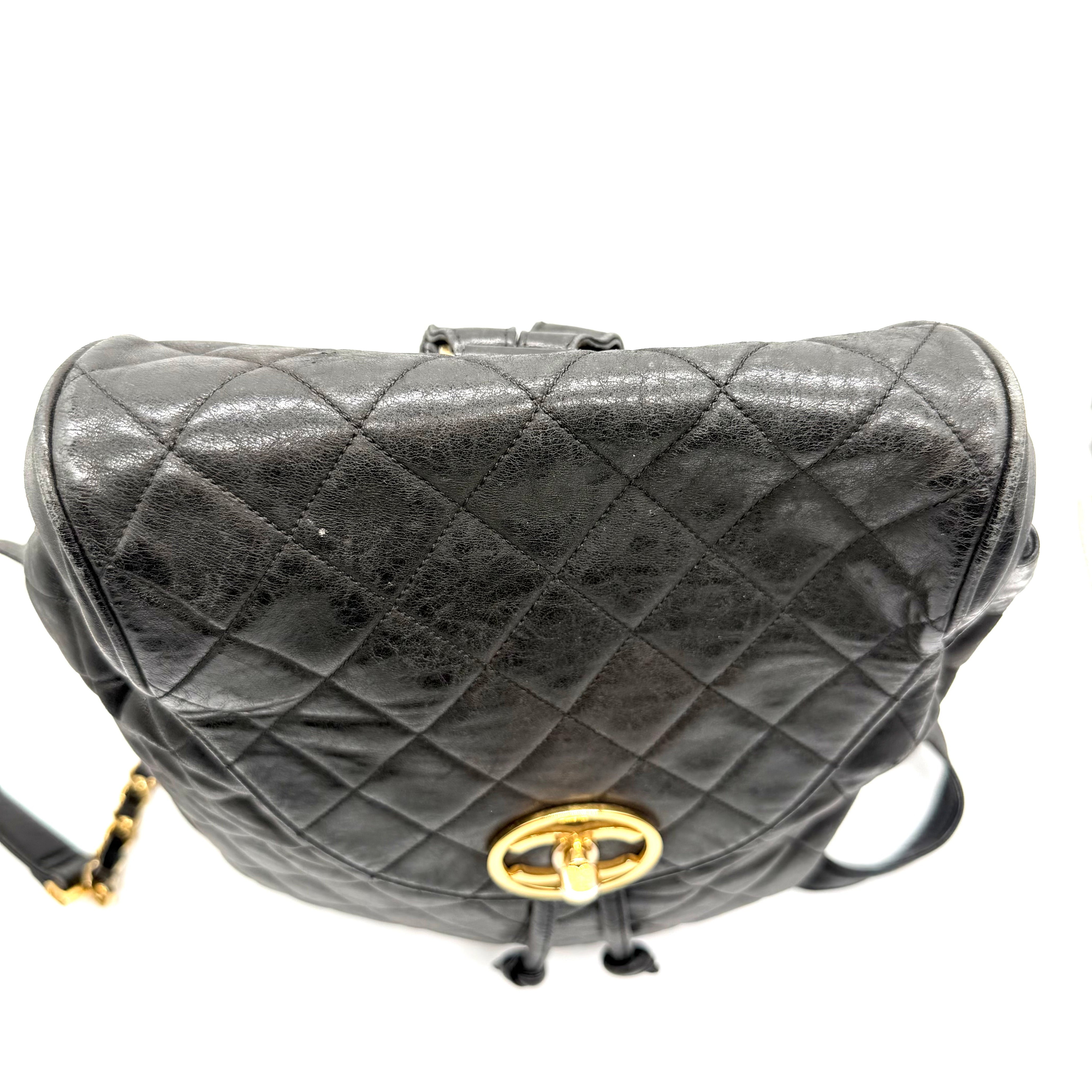 Chanel Quilted Backpack | Black Leather | Gold-Tone Hardware