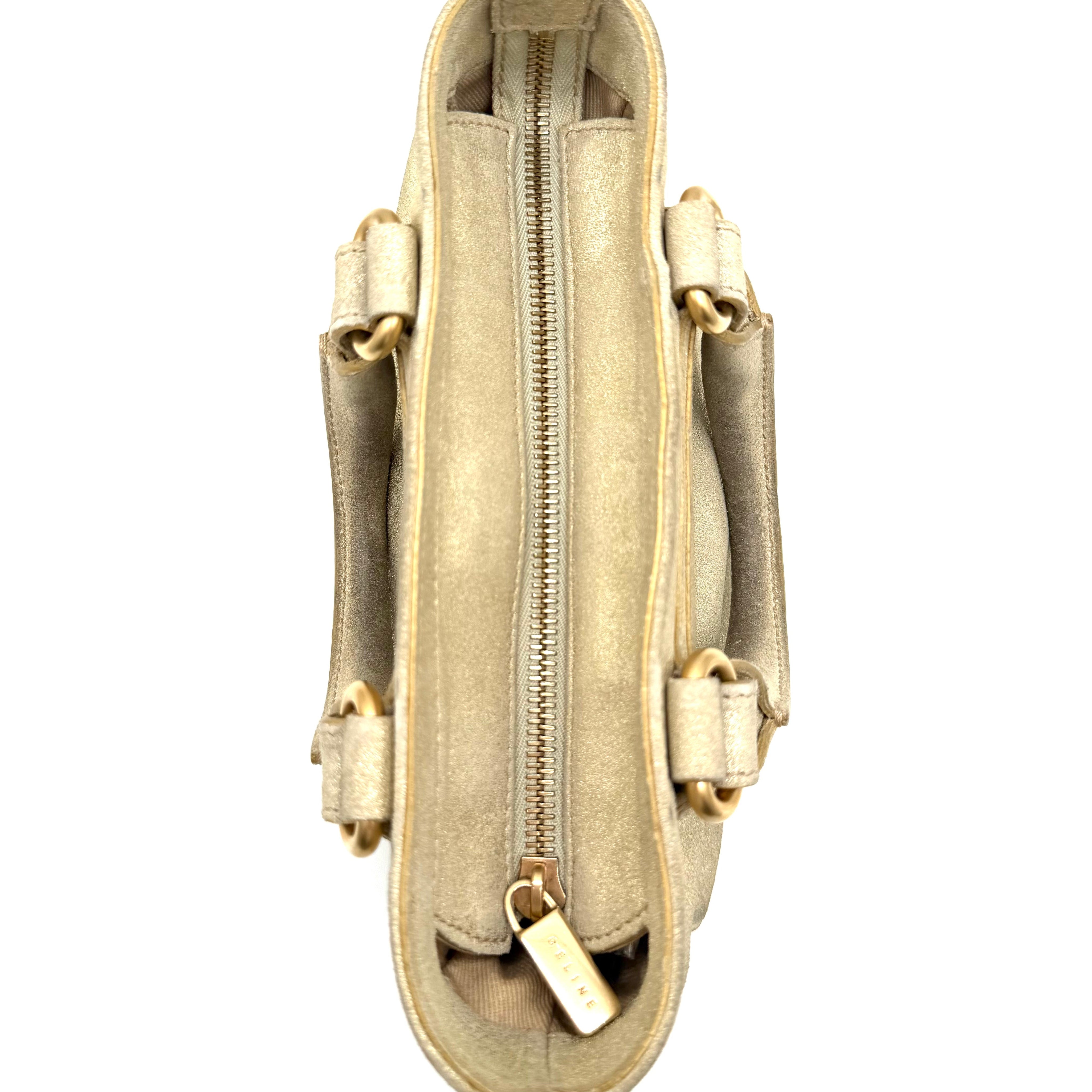 Céline Boogie Handbag | Metallic Gold Suede | Gold-Tone Hardware