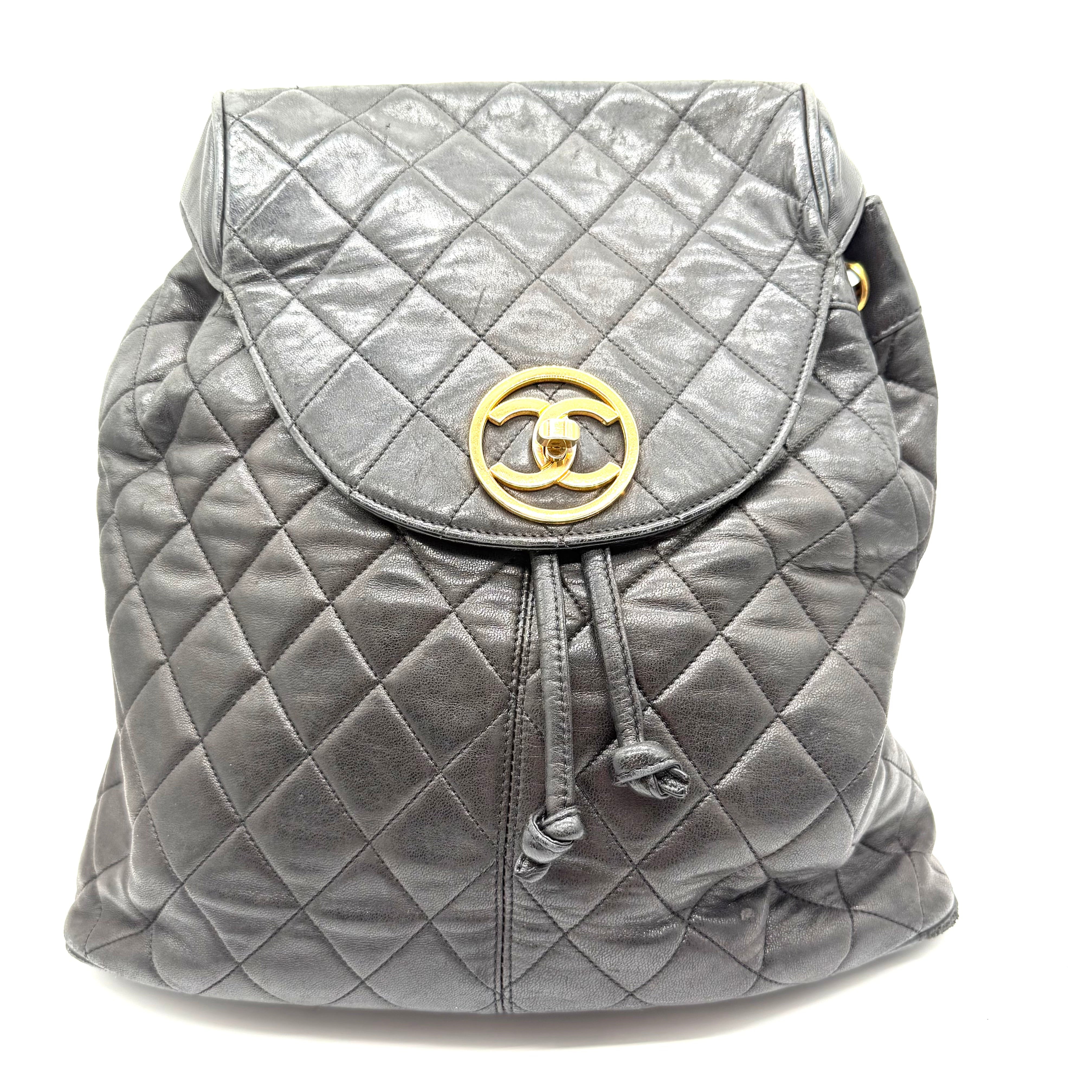 Chanel Quilted Backpack | Black Leather | Gold-Tone Hardware