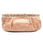 Miu Miu Gathered Leather Clutch | Metallic Blush Pink | Gold-Tone Hardware