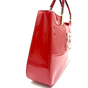Salvatore Ferragamo Gancini Tote Bag | Red Patent Leather | Gold-Tone Hardware