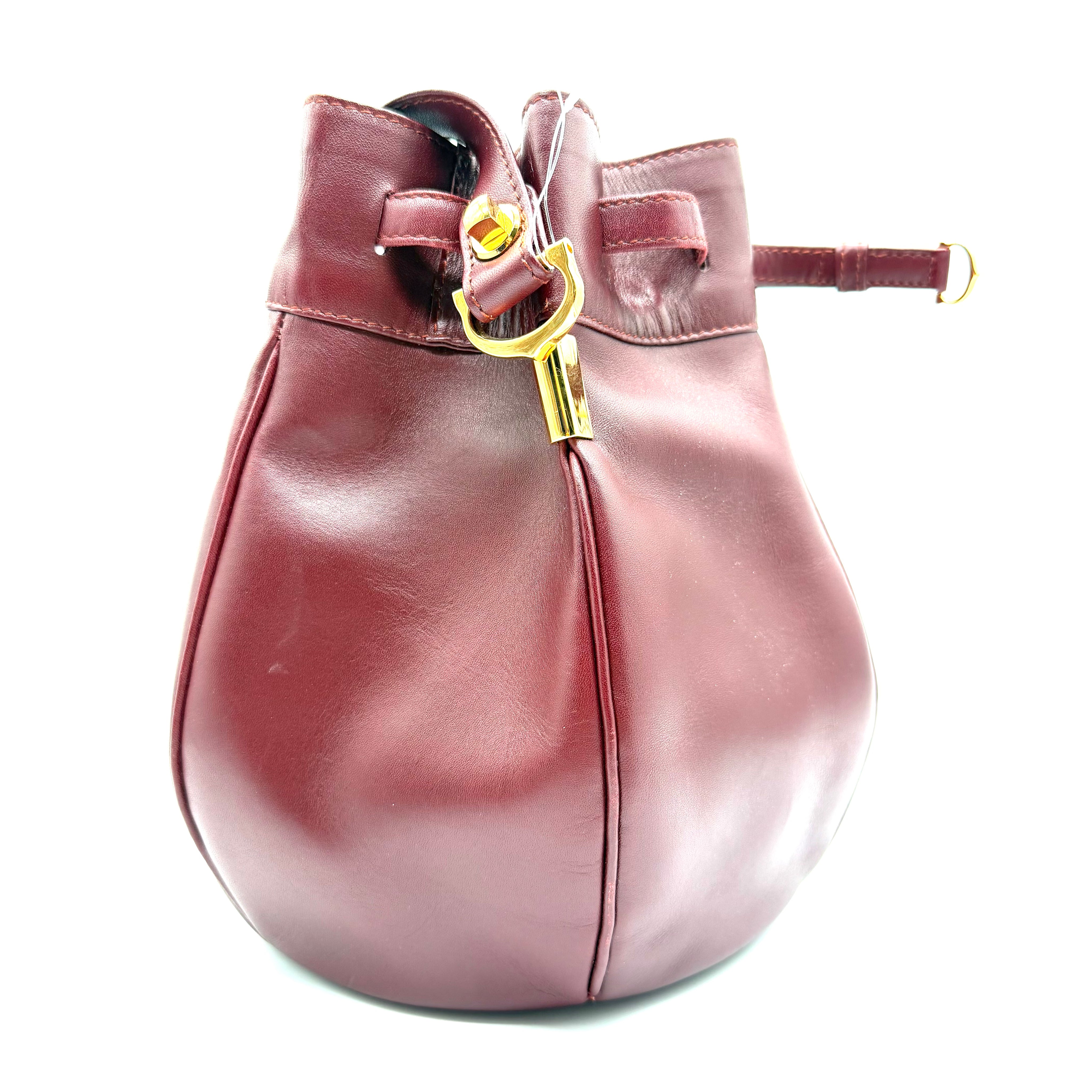 Cartier | Must de Cartier Vintage Bucket Shoulder Bag | Burgundy Leather | Gold-Tone Hardware